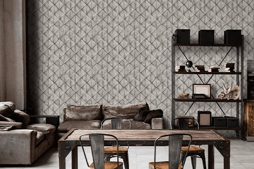 Wohgnzimmer im Lift Style mit Metallic Tapete