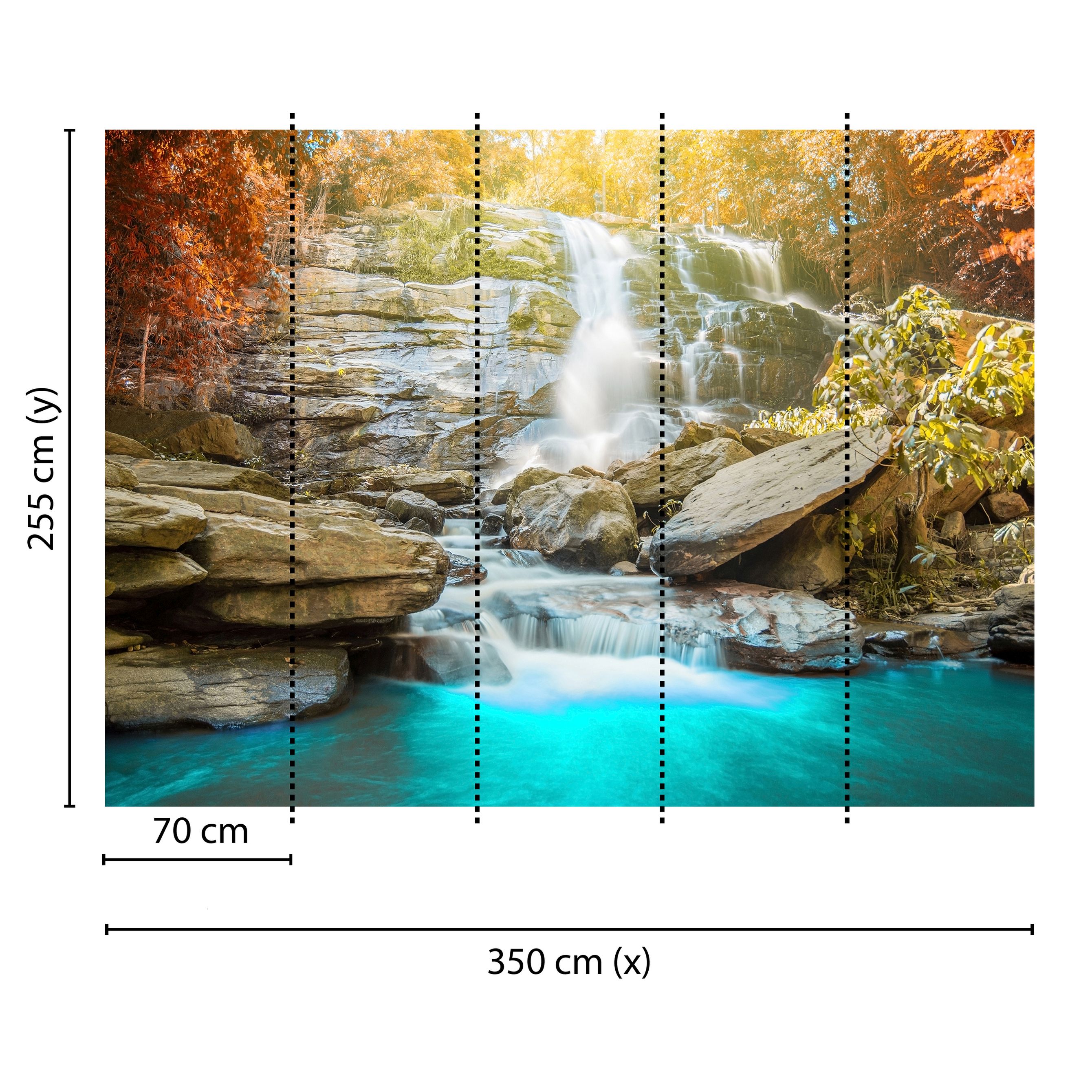 Fototapete Wasserfall M1-No.60506 | Digitaldruck | Blau | Grau | Wald | Natur