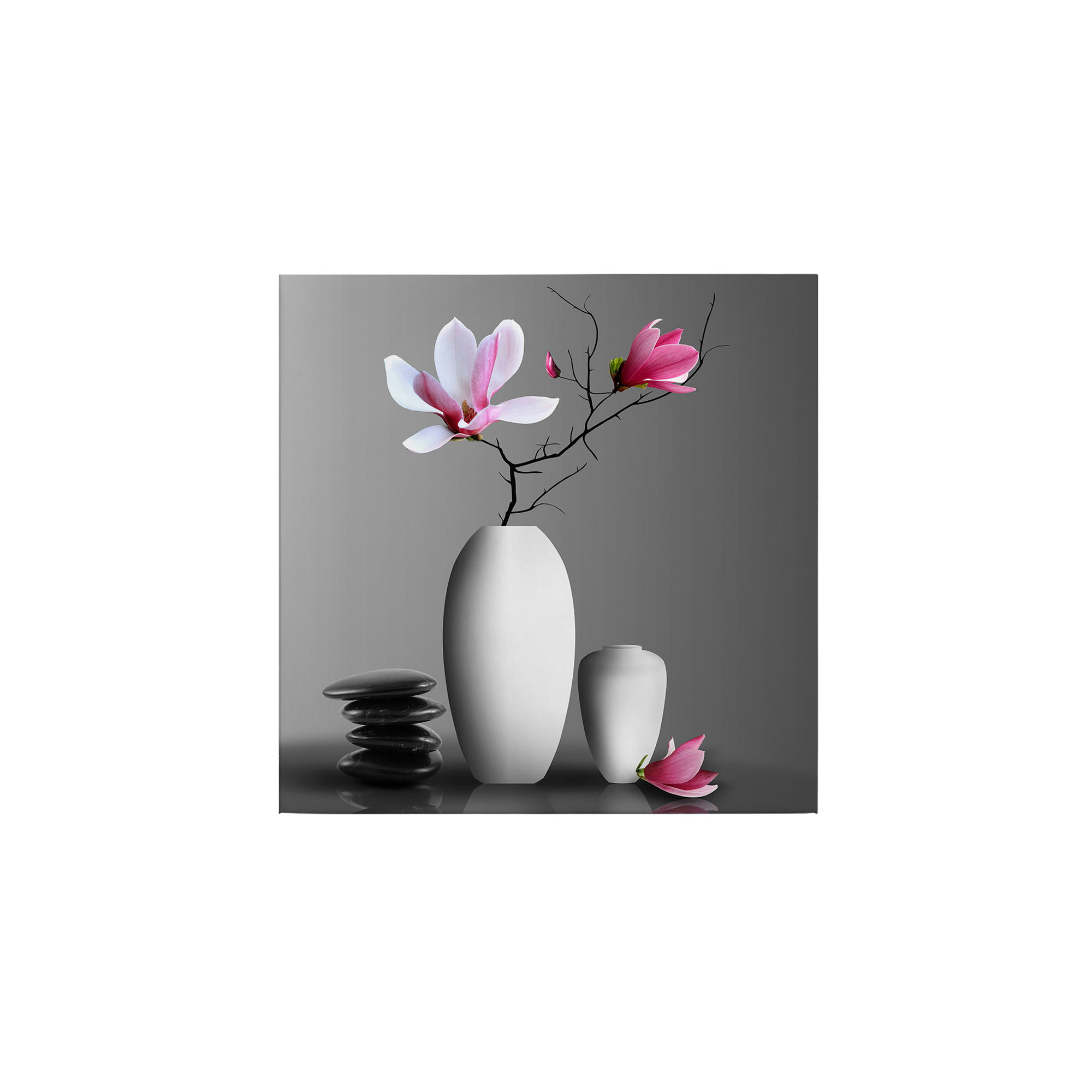 Leinwandbild Blumen Floral M1-No.50504 | Wandbild 50 x 50 cm | Rosa Keilrahmen Natur