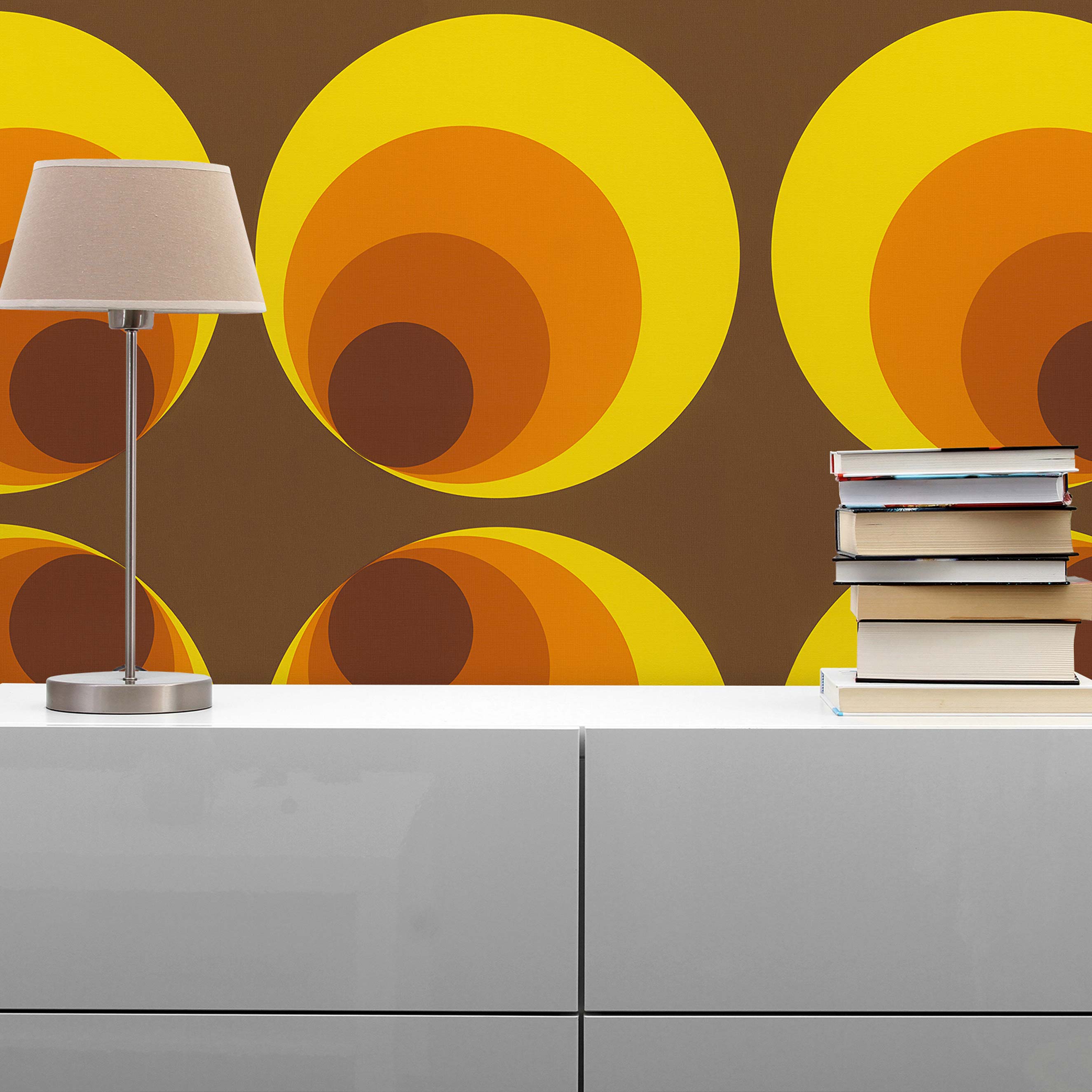 Tapete Retro M1-No.849 | Vliestapete | Braun | Orange | Vintagetapete | Geometrisch | Grafik