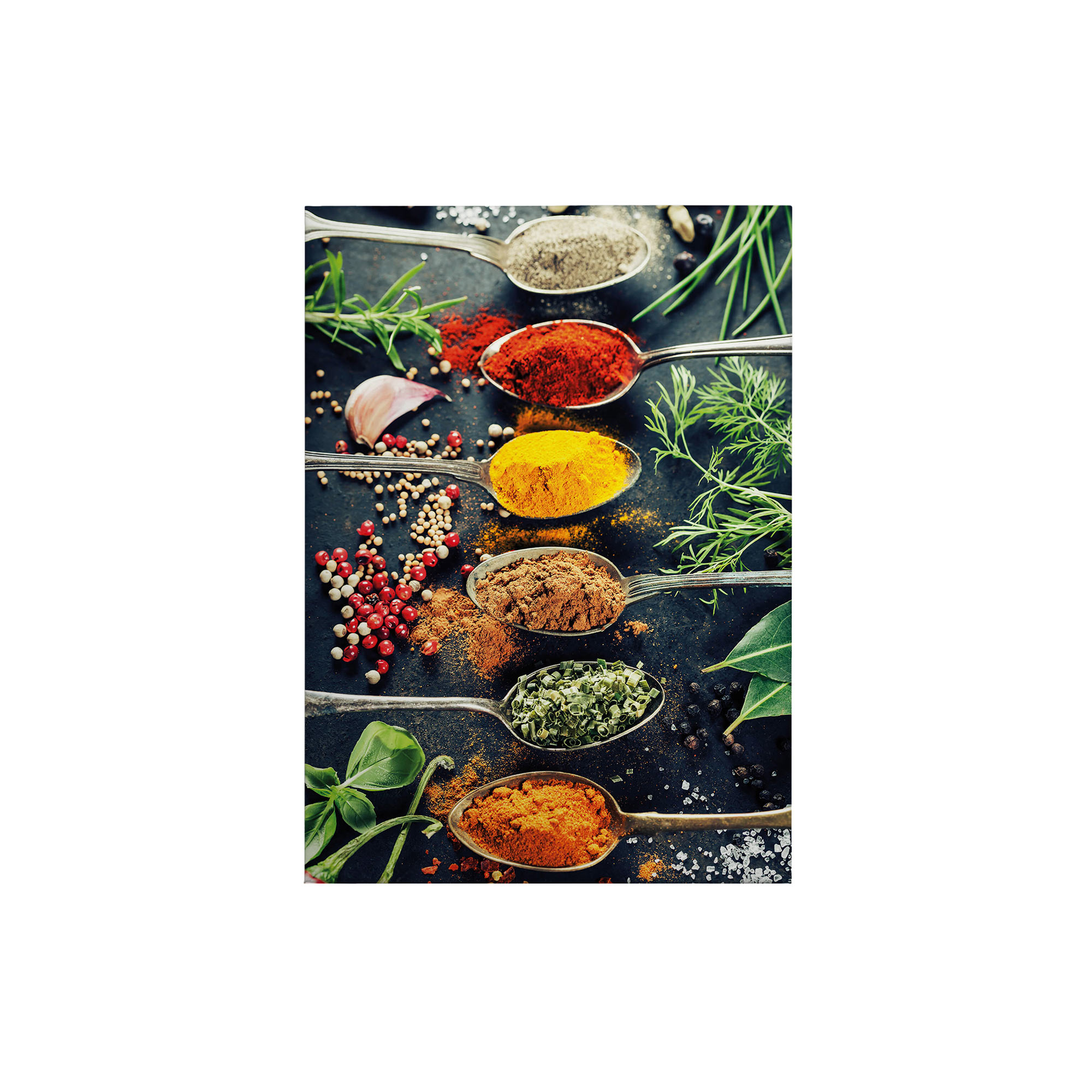 Leinwandbild Essen Trinken M1-No.50375 | Wandbild 70 x 50 cm | Grün Rot Keilrahmen Gewürze