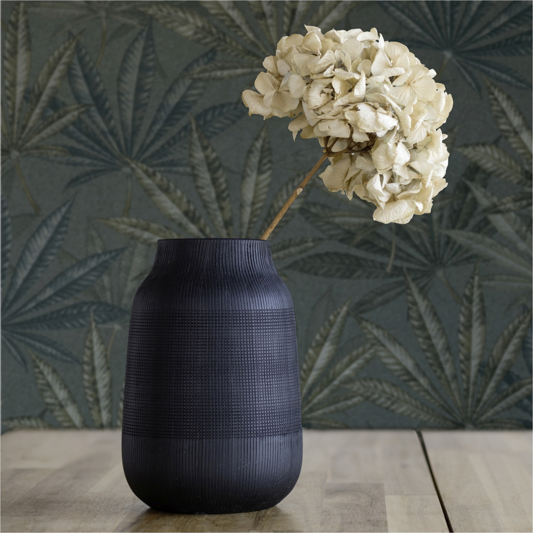 Tapete Floral M1-No.11826 | Vliestapete Blätter | Grau | Grün | Wohnzimmer | Schlafzimmer | Küche