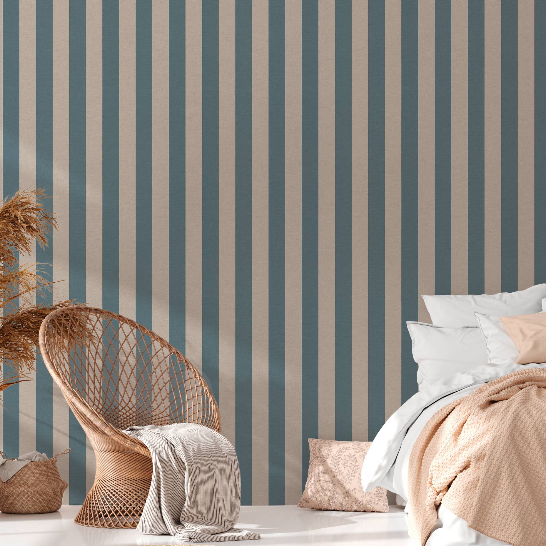 Tapete Streifen Lucca M1-No.3534 Vliestapete Blau Streifentapete Blockstreifen