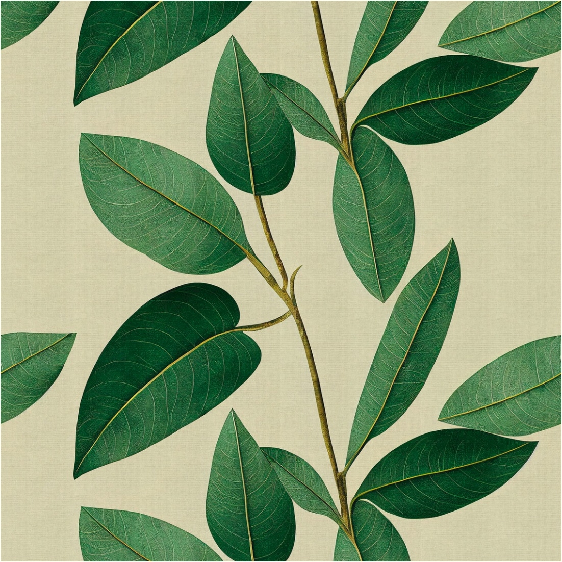 Tadessi Fototapete Blätterranke M1-No.11749 Digitaldruck Tapete Grün Braun - Pflanzen Wohnzimmer