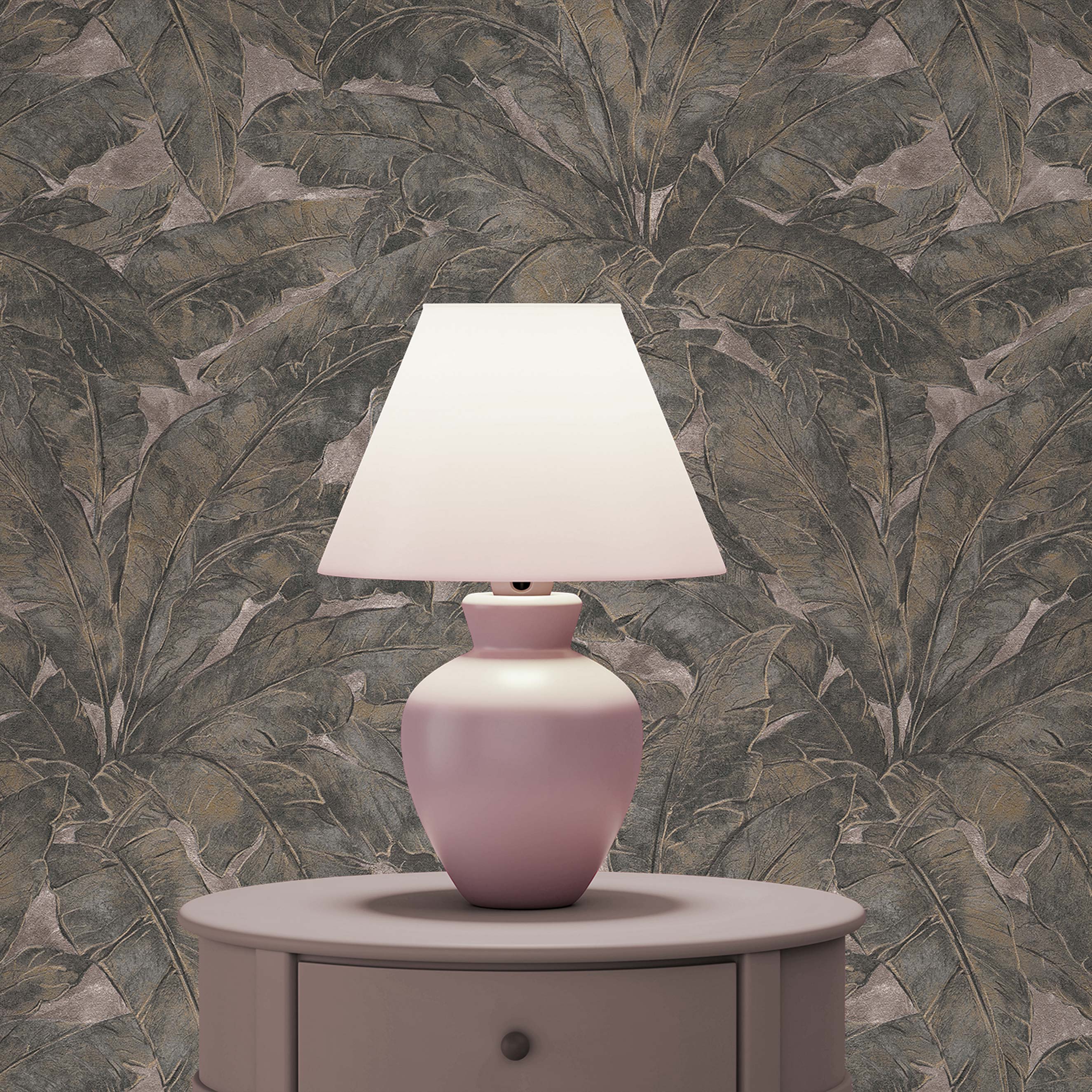 Tapete Urban M1-No.284 | Vliestapete | Silber | Beige | Waldtapete | Palmen