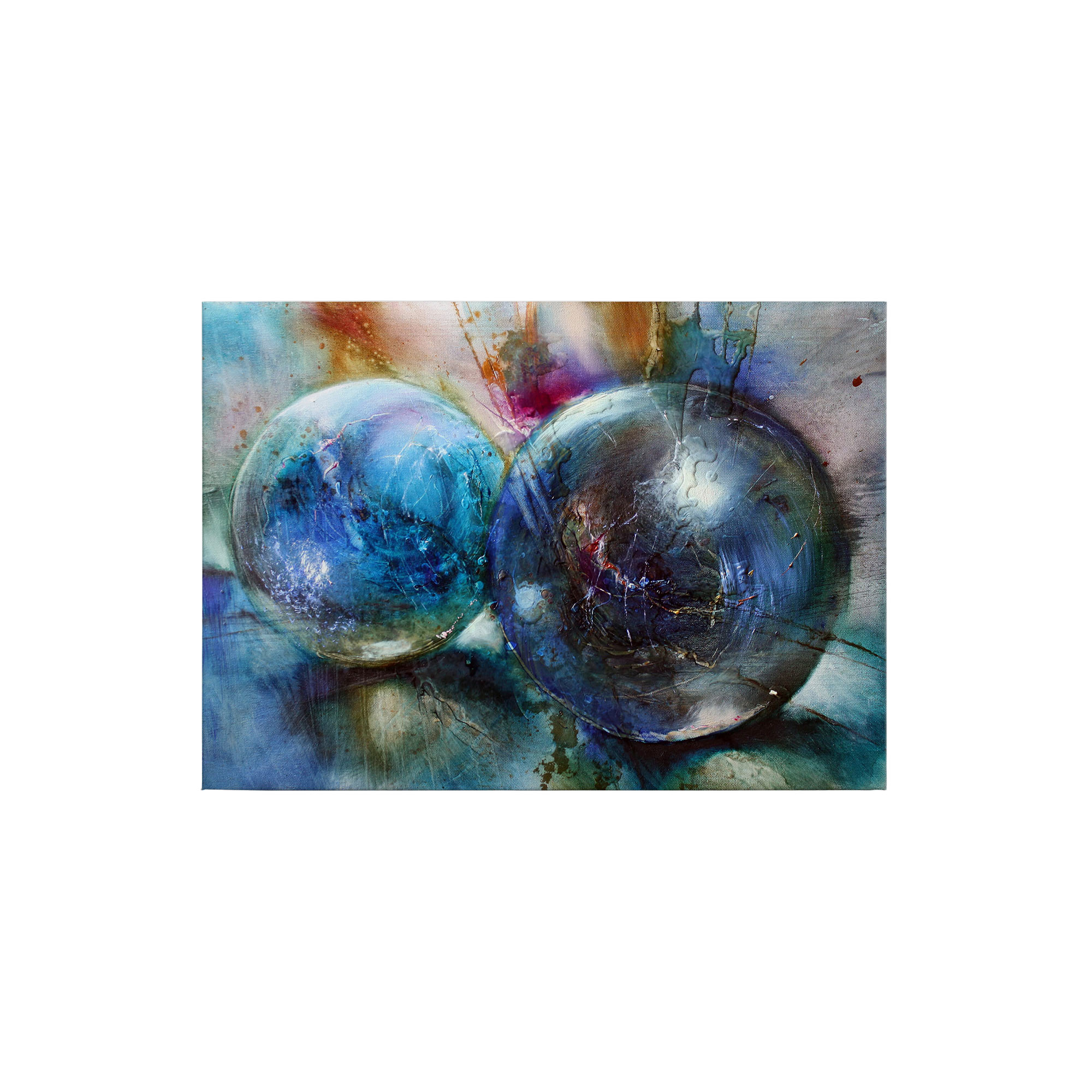 Tadessi Leinwandbild Kugeln Abstrakt - 50 x 70 cm - M1-No.50318 - Keilrahmen in Blau