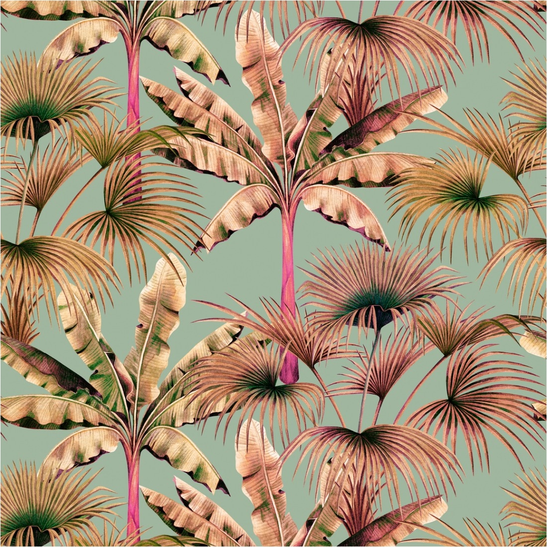 Tadessi Fototapete Dschungel M1-No.11590 Digitaldruck Tapete Blau Beige - Wohnzimmer Schlafzimmer