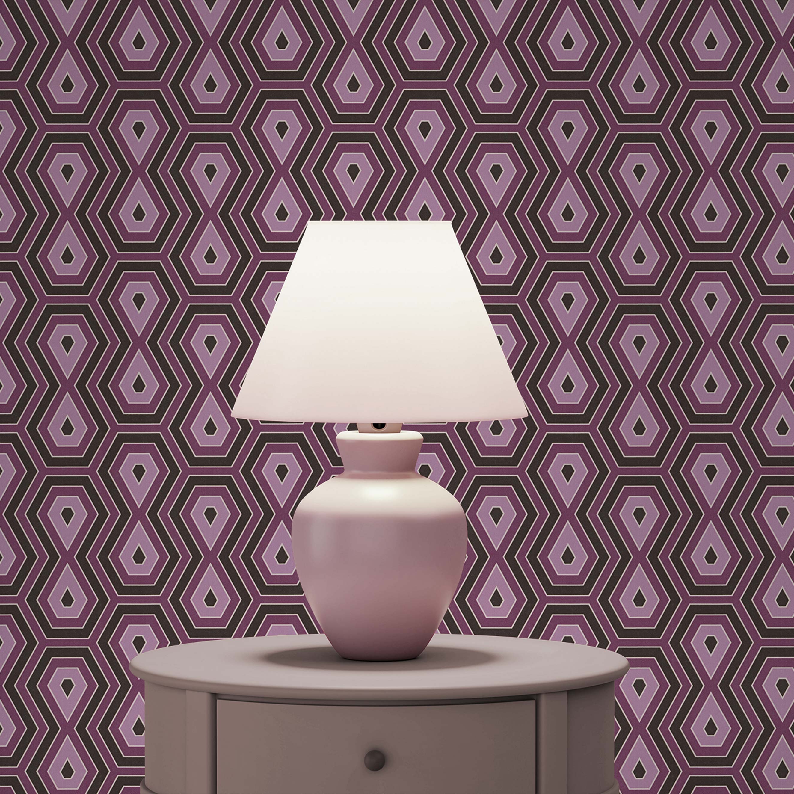 Tapete Retro M1-No.1540 | Vliestapete | Lila | Schwarz | Geometrisch | Grafik