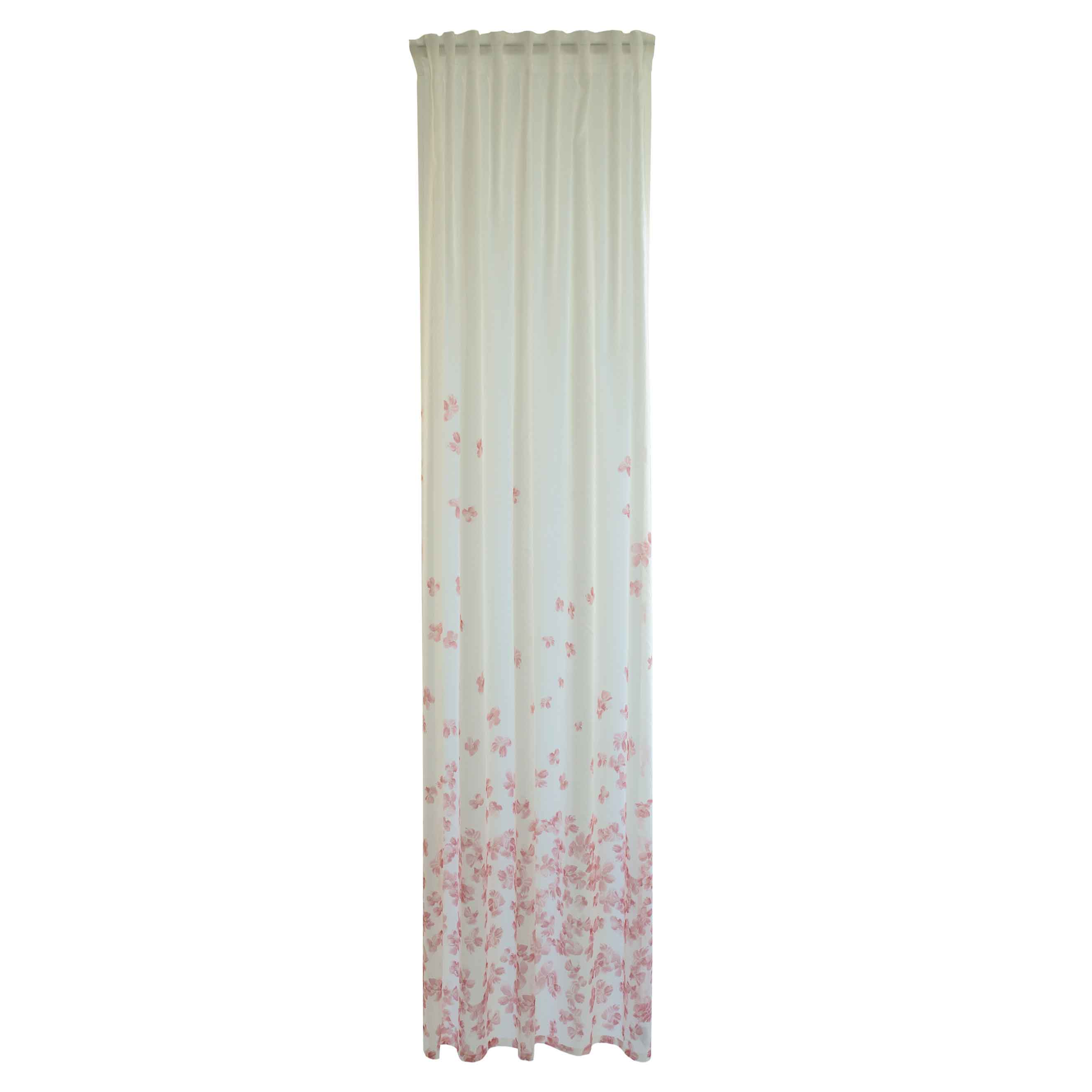 Schlaufenschal Iacopo V3-No.38 | Weiß Rot | Vorhang mit verdeckten Schlaufen | transparente Gardine