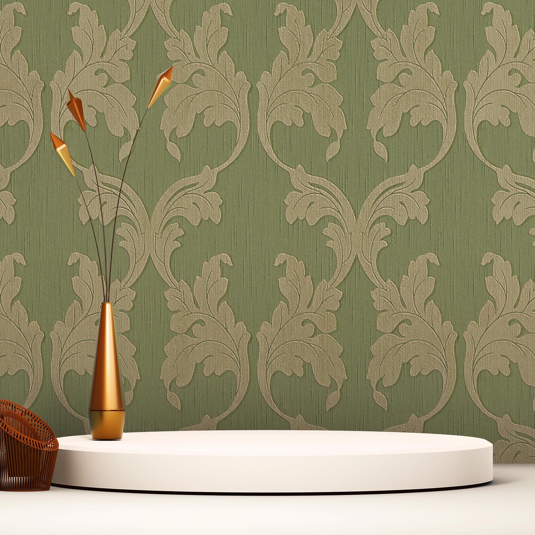 Tapete Barock Nicolo M1-No.3776 | Vliestapete | Grün | Klassik | Vintage | Struktur