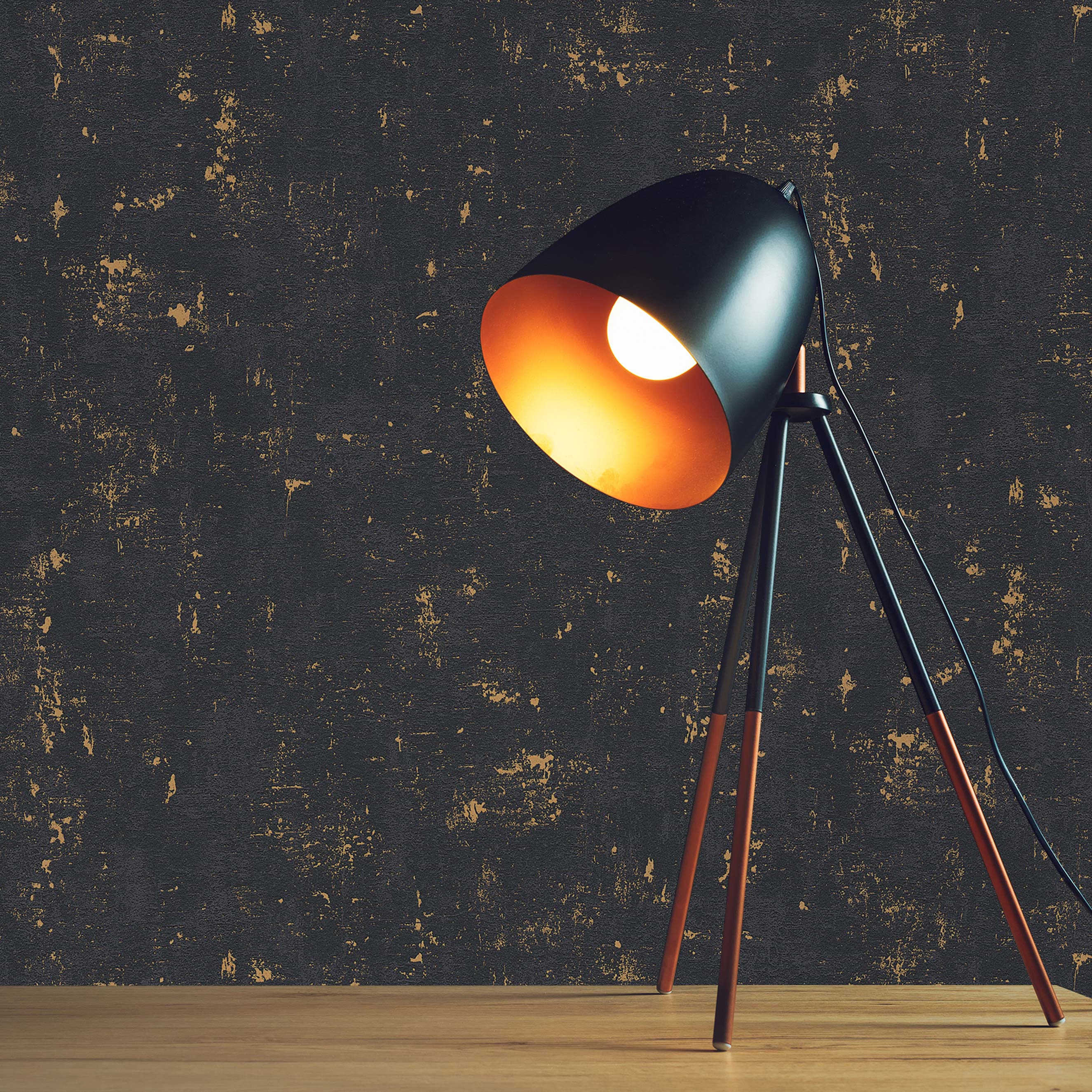 Tapete Urban M1-No.19 | Vliestapete | Schwarz | Gold | Vintage Tapete | Struktur