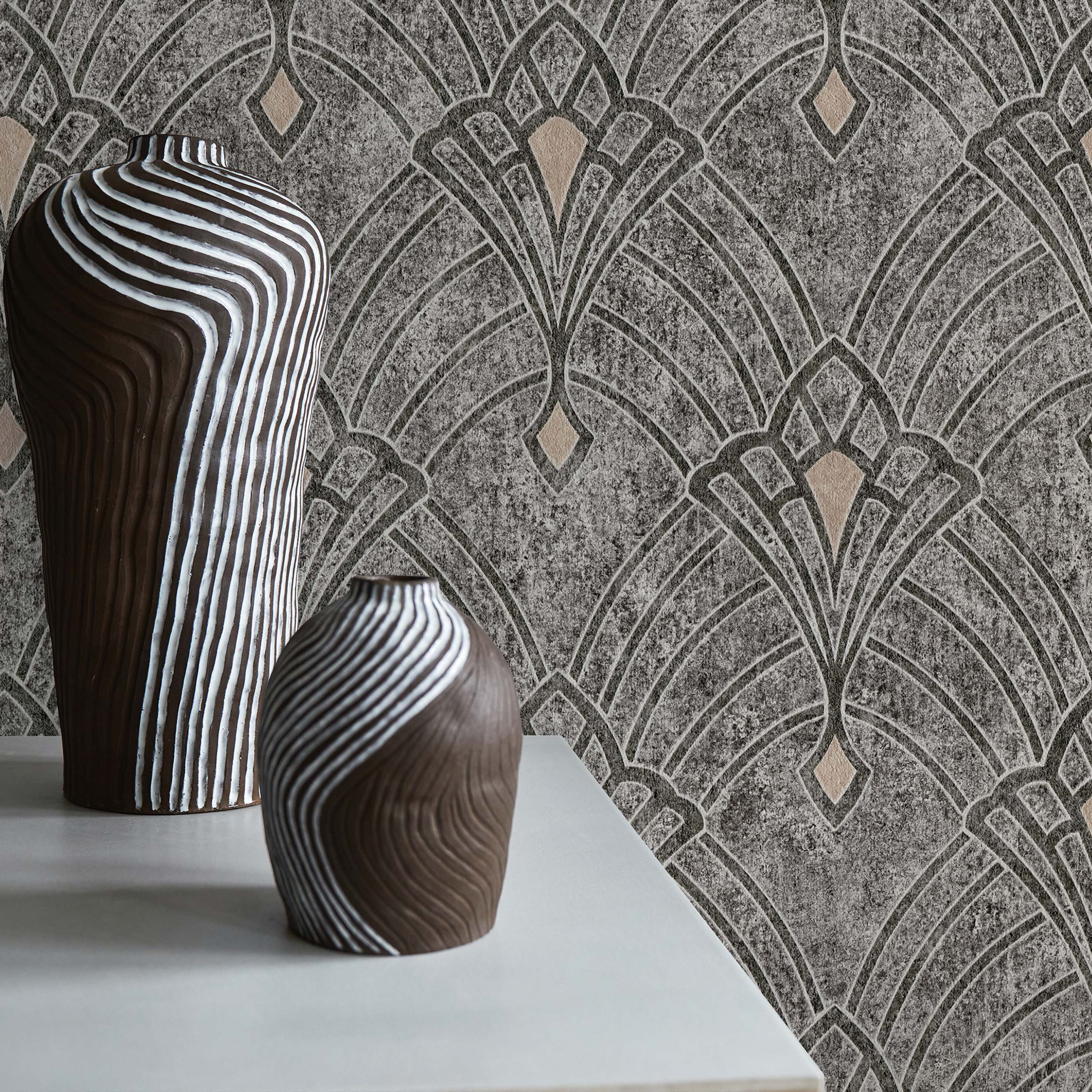 Tapete Barock Gioele M1-No.704 | Vliestapete | Schwarz | Grau | Orientalische Tapete