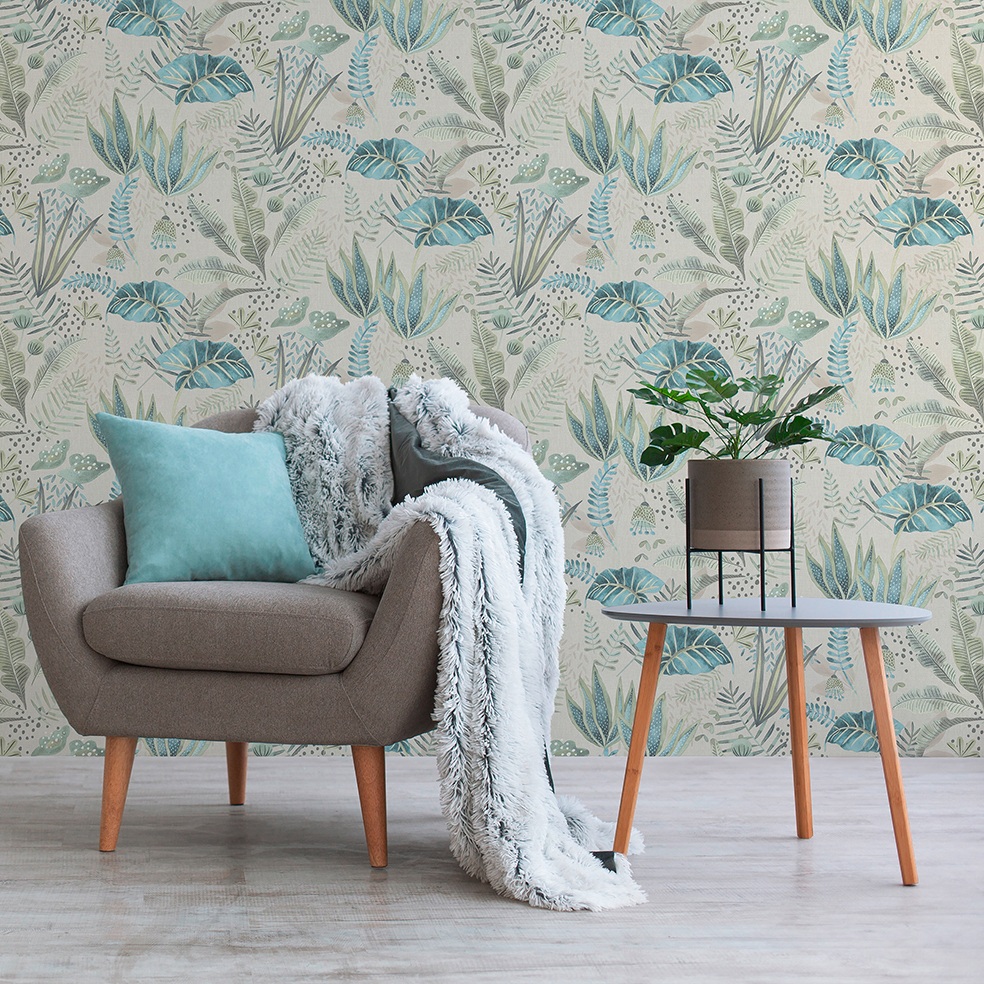 Tapete Lenni Blumen M1-No.10961 Vlies Beige Grün Tadessi 10.05 m x 0.53 m