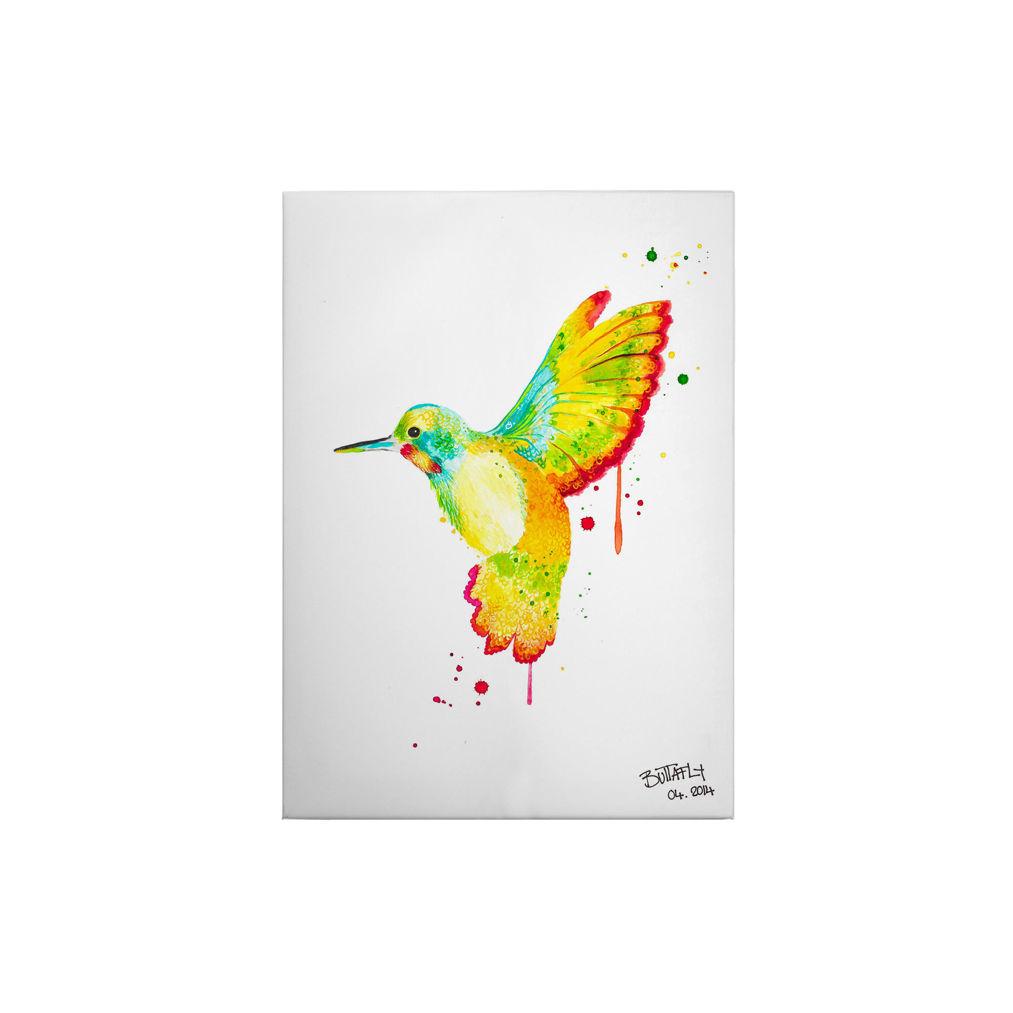 Leinwandbild Kunst M1-No.50413 | Wandbild 70 x 50 cm | Bunt Weiß Keilrahmen Tiere Vogel