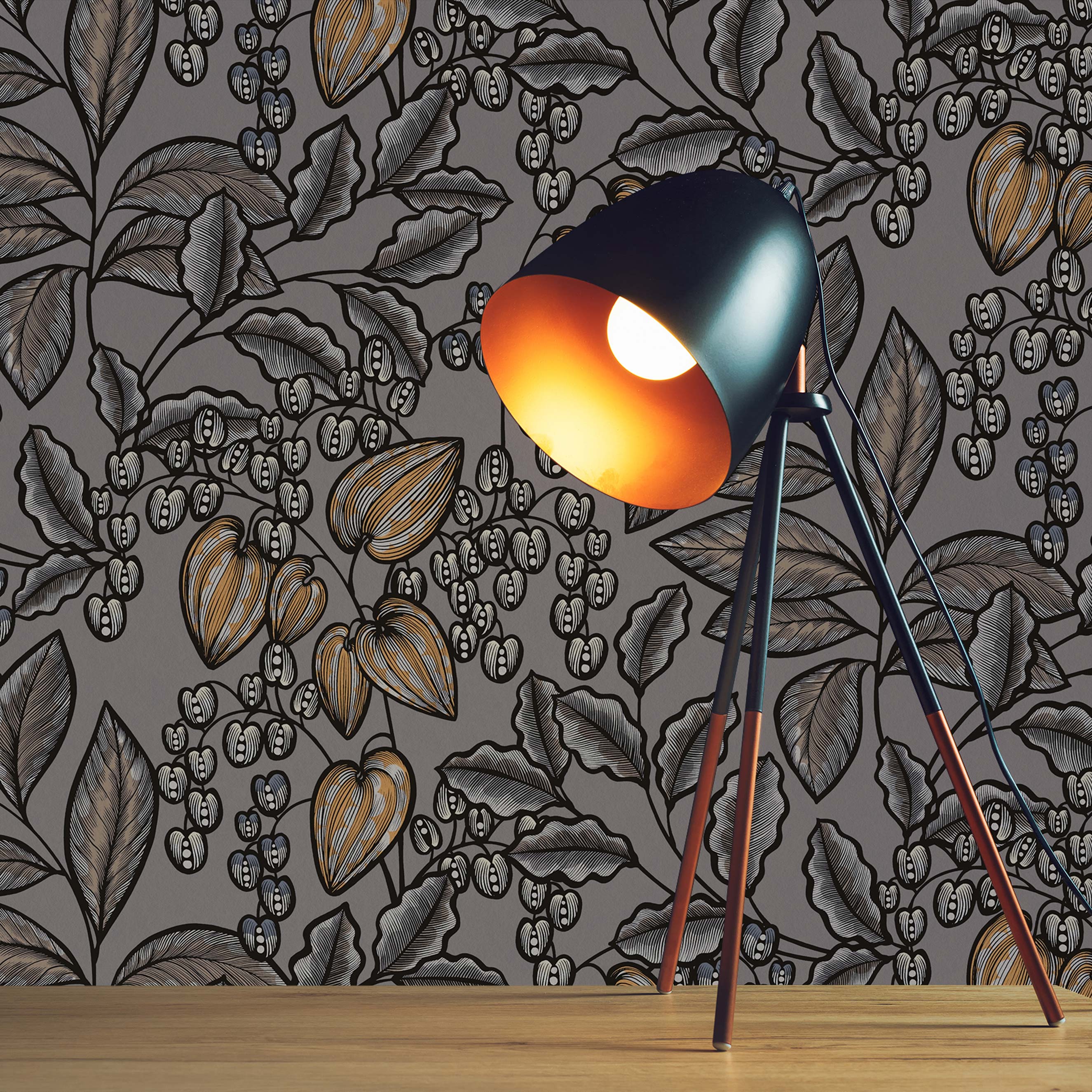 Tapete Blumen Mario M1-No.1452 | Vliestapete | Grau | Braun | Floral | Natur