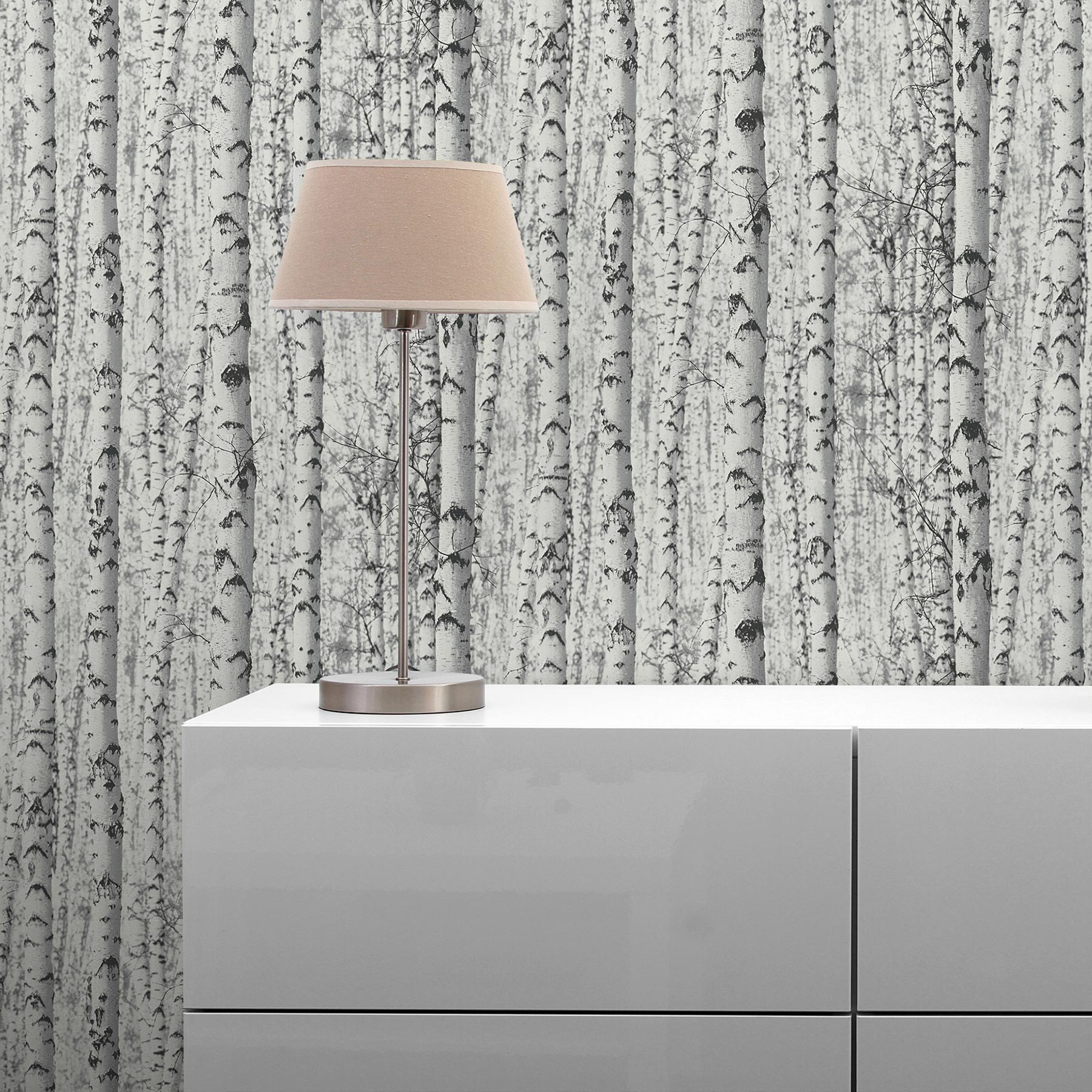 Tapete Bäume Blätter Ginevra M1-No.3554 Vliestapete Weiß Birkenwald Natur