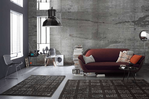 Moderne Beton Tapete in einem Wohnzimmer