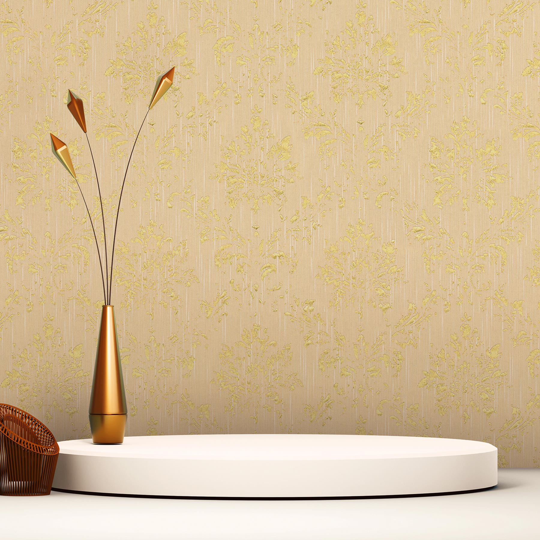 Tapete Barock Gioele M1-No.2190 | Vliestapete | Creme | Gold | Ornament | Klassik | Barocktapete