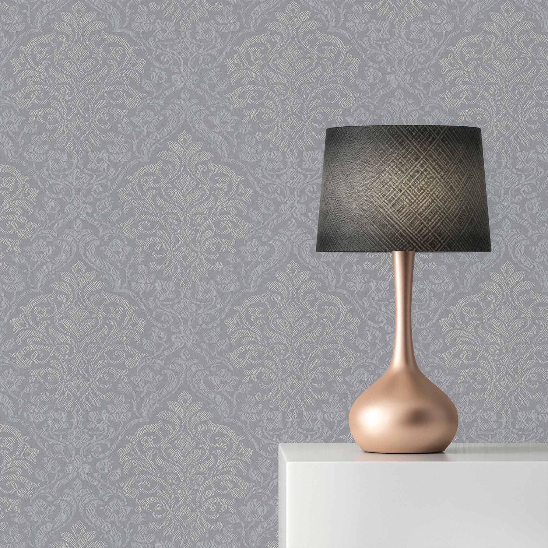 Tapete Barock Jacopo M1-No.2305 Vliestapete Grau Silber Ornament Klassik Barocktapete