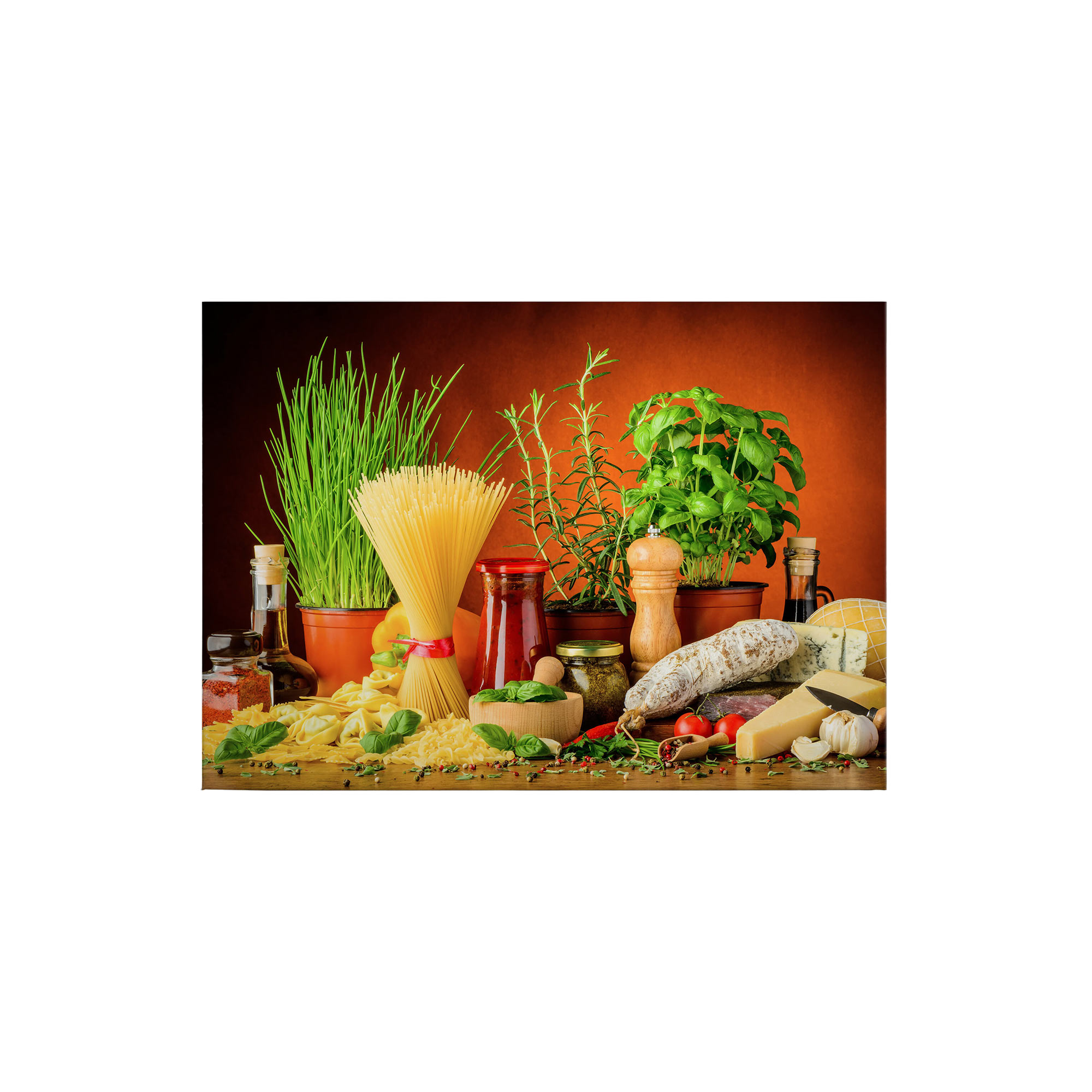 Tadessi Leinwandbild Küche - 50 x 70 cm - M1-No.50294 - Keilrahmen in Orange Gelb