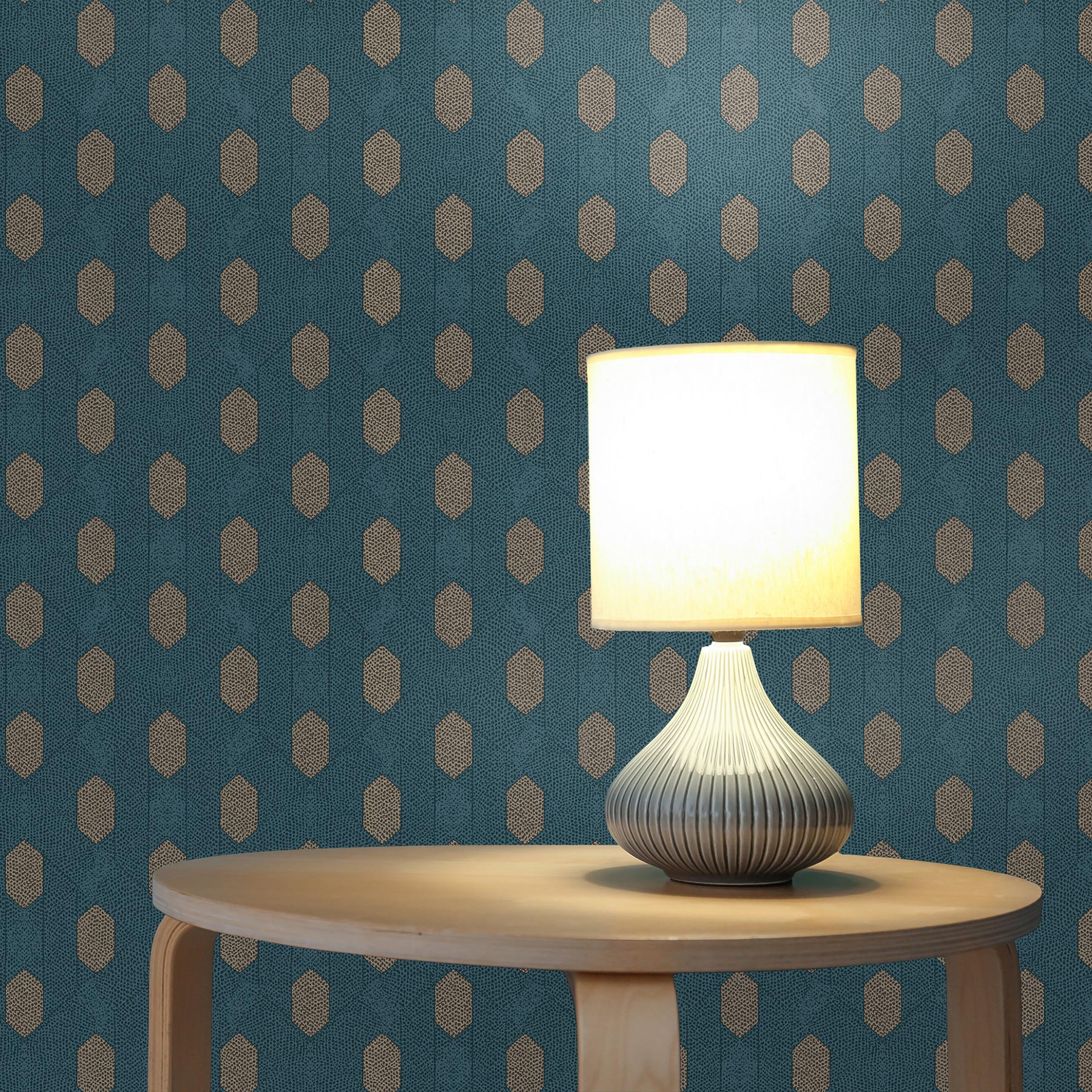 Tapete Vintage M1-No.2824 | Vliestapete | Blau | Vintagetapete | Retro | Geometrisch