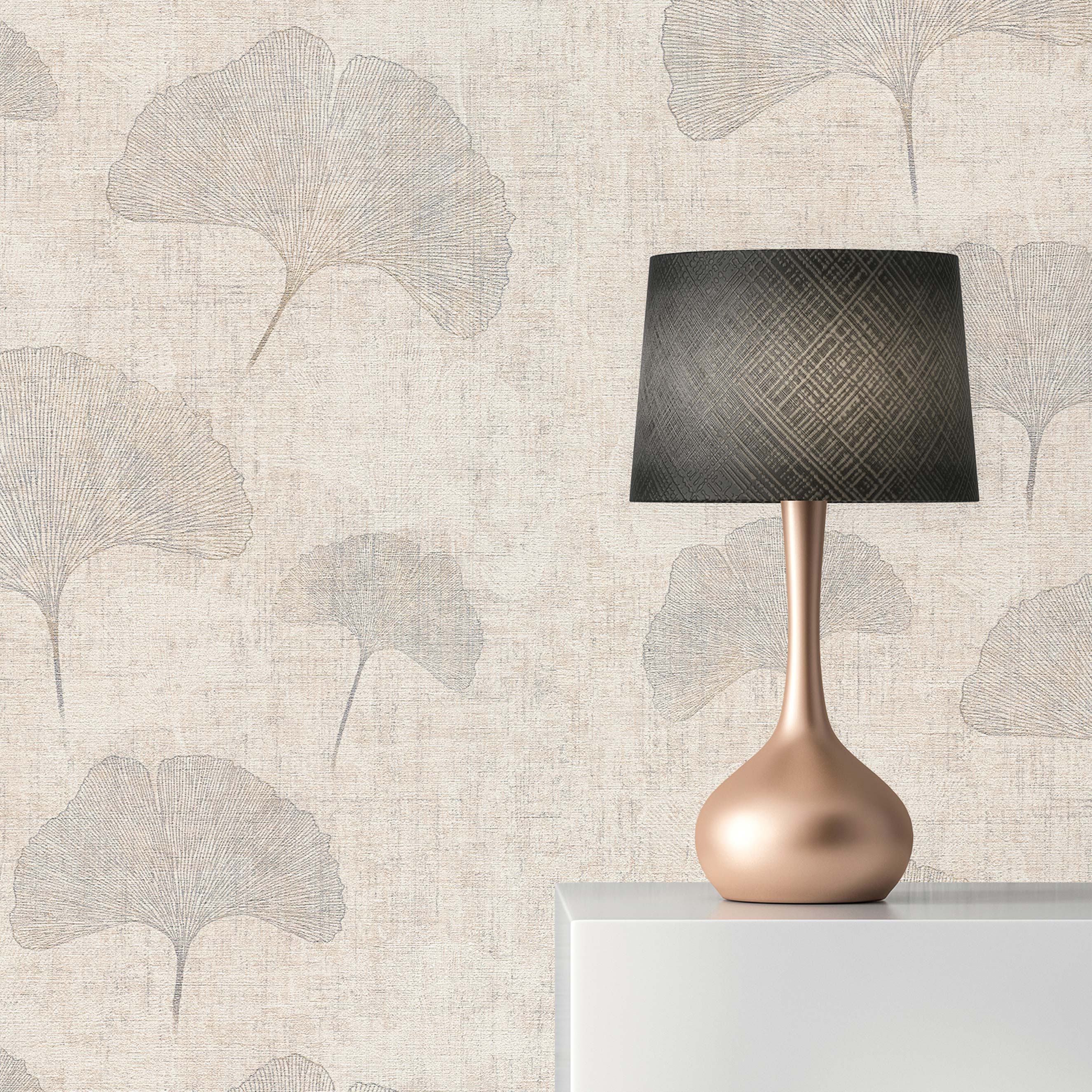 Tapete Vintage Pino M1-No.57 | Vliestapete | Beige | Silber | Blumentapete | Natur