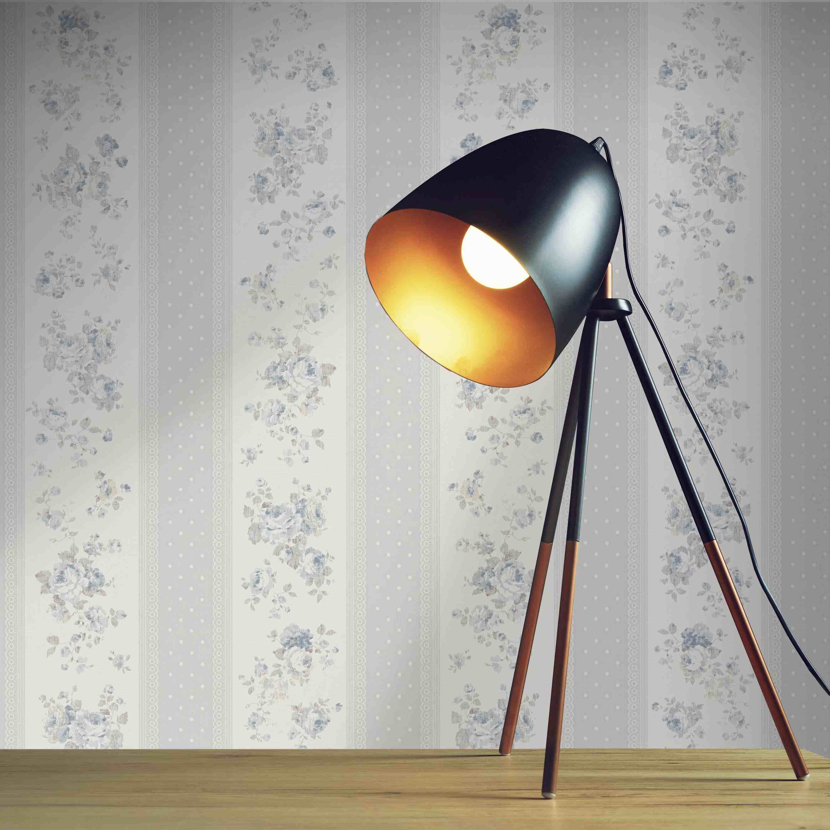 Tapete Pino Blumen M1-No.4283 | Vlies | Grau | Weiß | Floral | Tadessi | 10.05 x 0.53 m