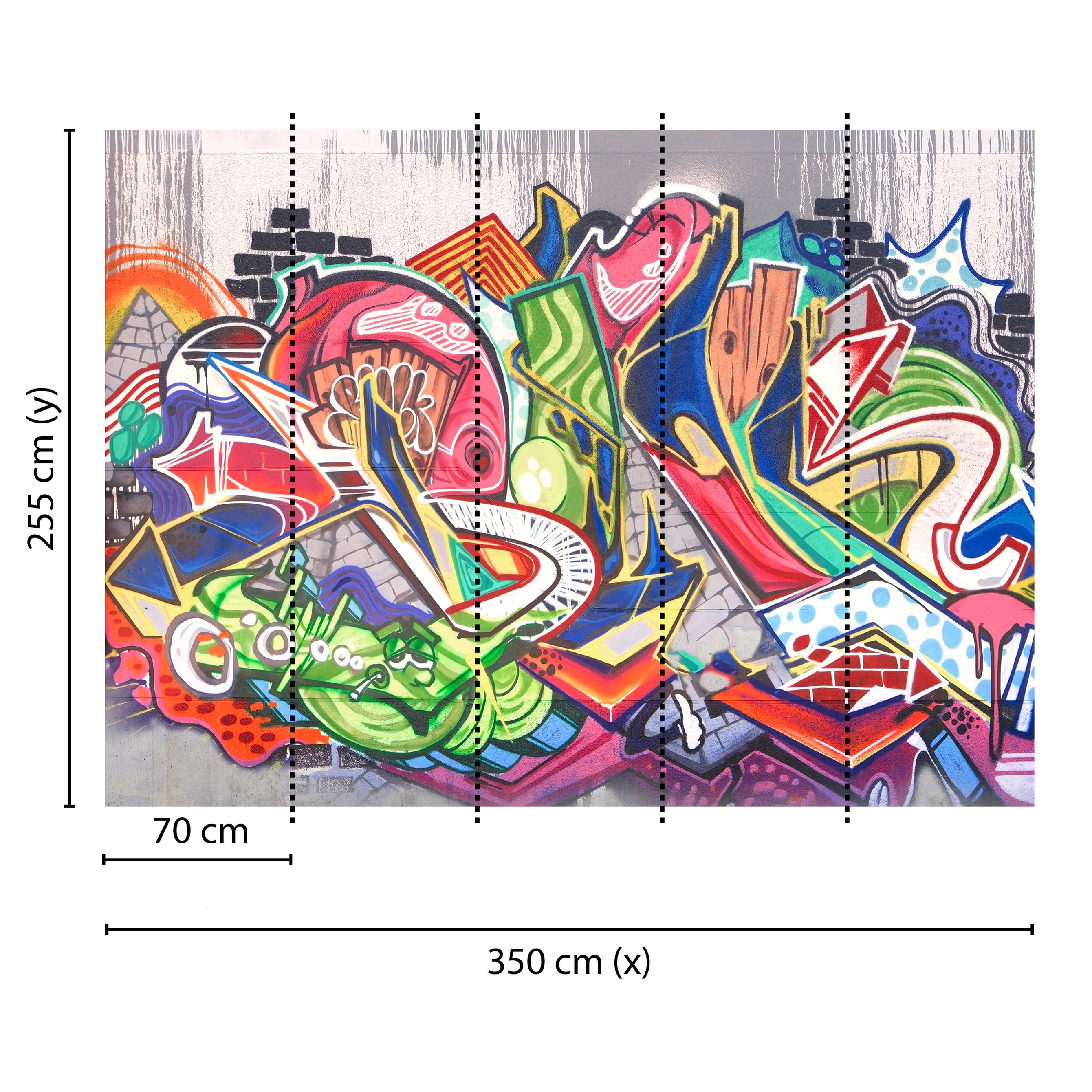 Fototapete Graffiti M1-No.60426 | Digitaldruck | Bunt | Grau