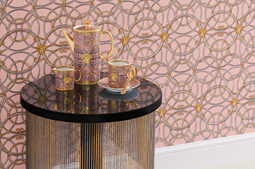 Edle Tapeten von Versace in Pink und Gold