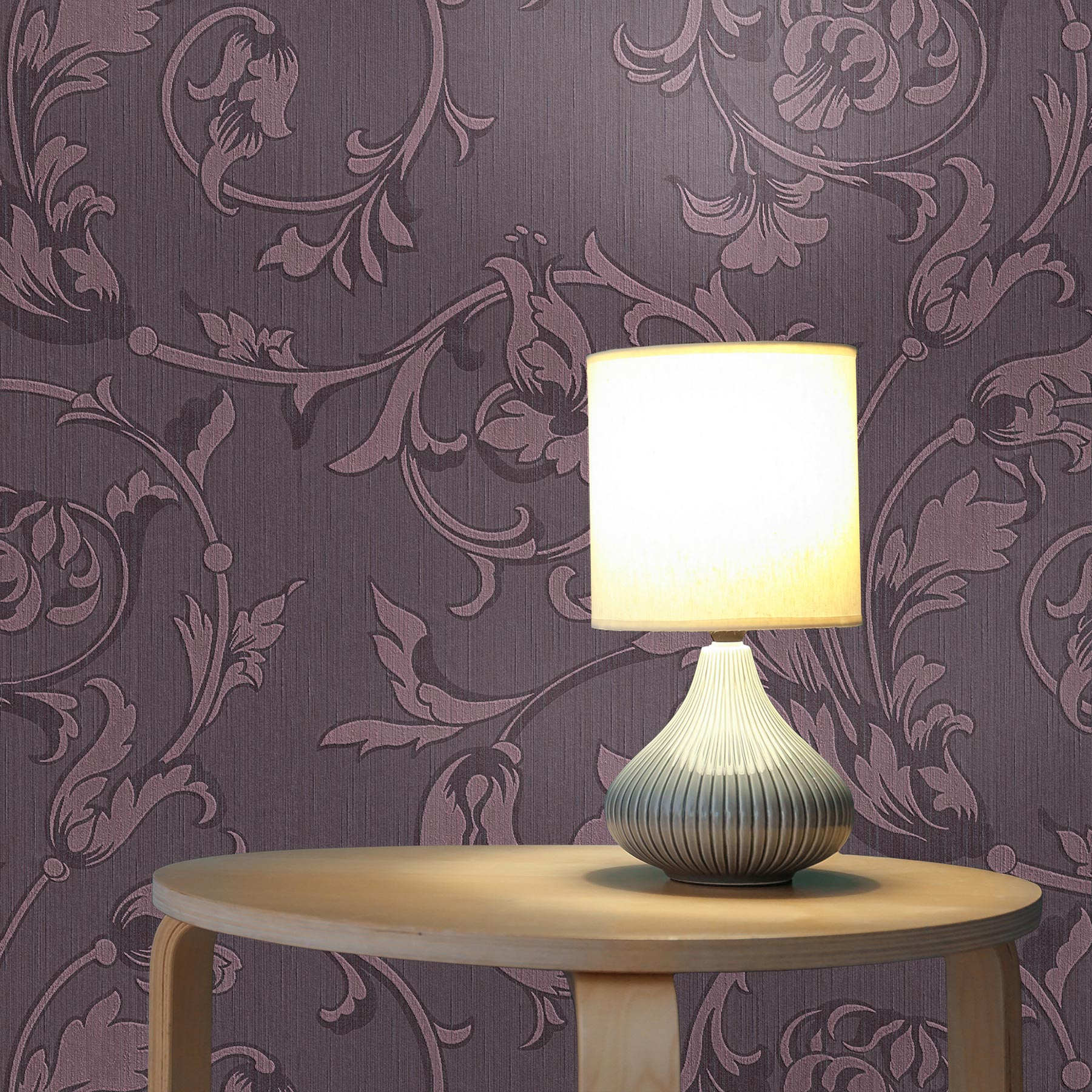 Tapete Blumen Lenni M1-No.3798 | Vliestapete | Lila | Metallic | Klassik | Barocktapete