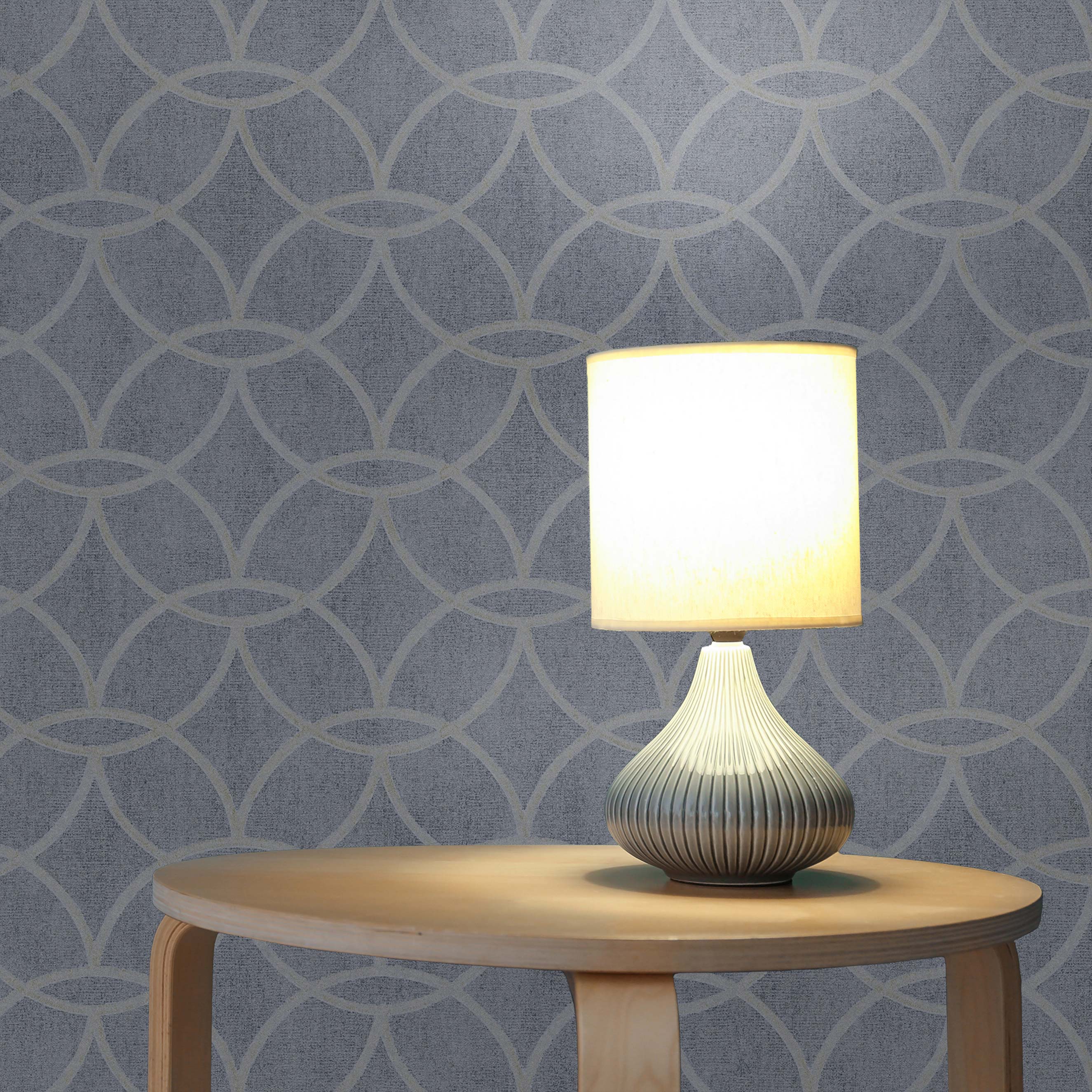 Tapete Grafik Tino M1-No.487 | Vliestapete | Blau | Grau | Geometrisch | Kreise | Retro