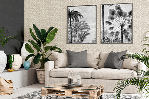 Schlichte Wohnzimmer Tapete in Beige