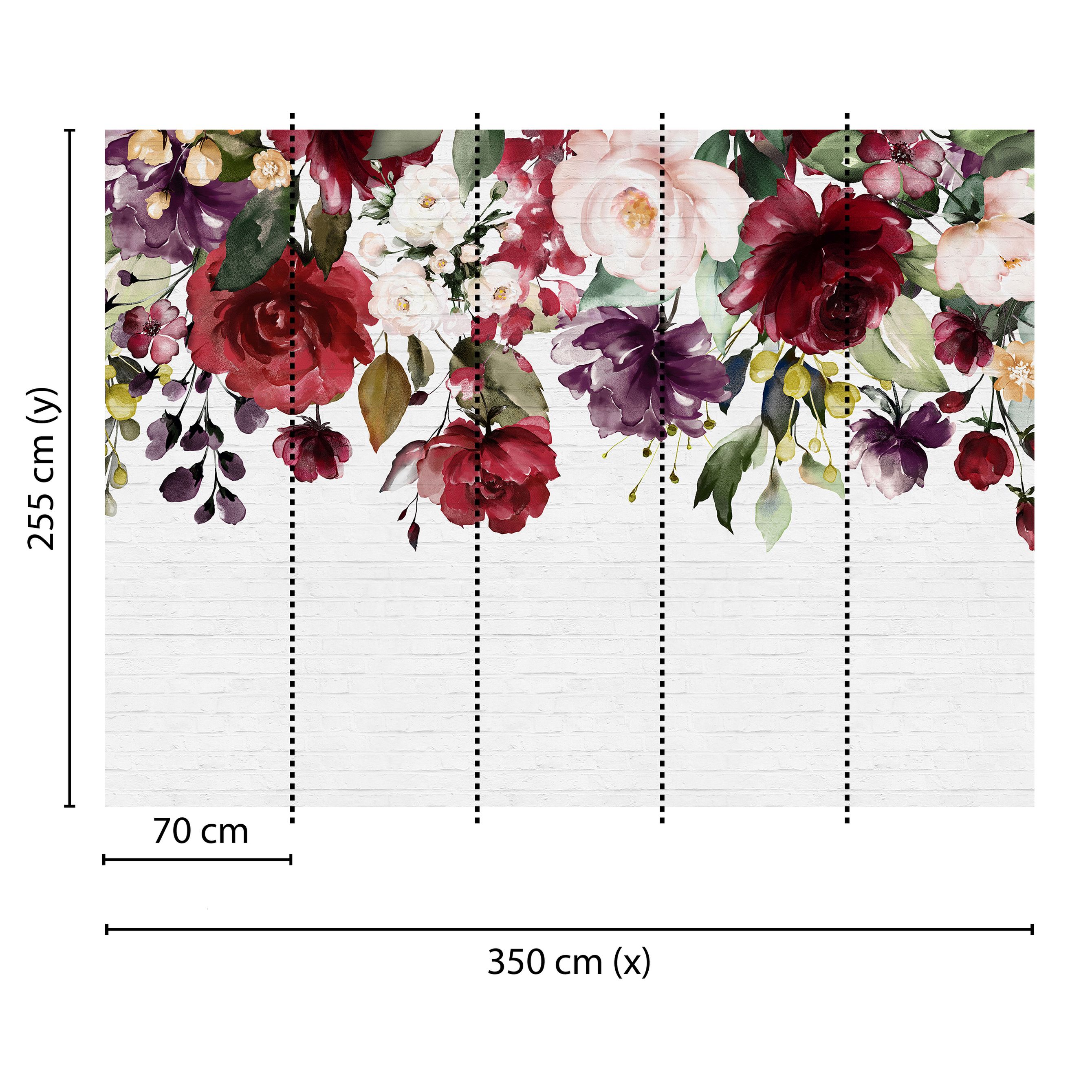 Tadessi Fototapete Blumen M1-No.60464 Digitaldruck Tapete Bunt Weiß - Rosen