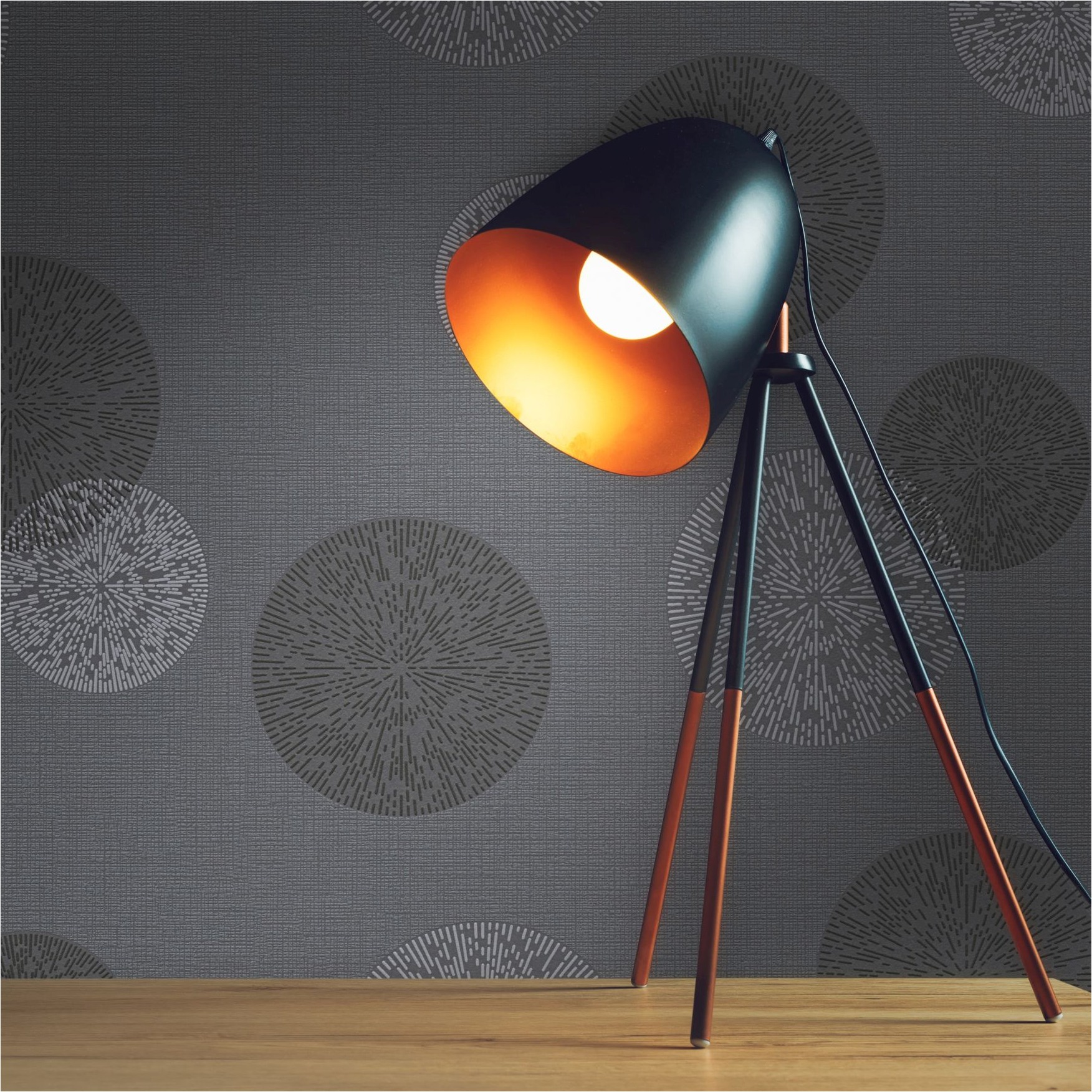 Tapete Kreise M1-No.11379 | Vliestapete | Grau | Anthrazit | Wohnzimmer | Schlafzimmer | Küche