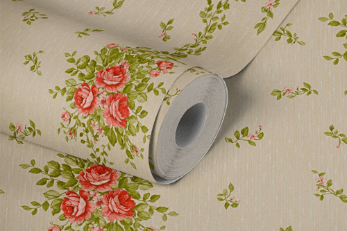 Tapetenrolle mit Landhaus Stil Blumenmuster