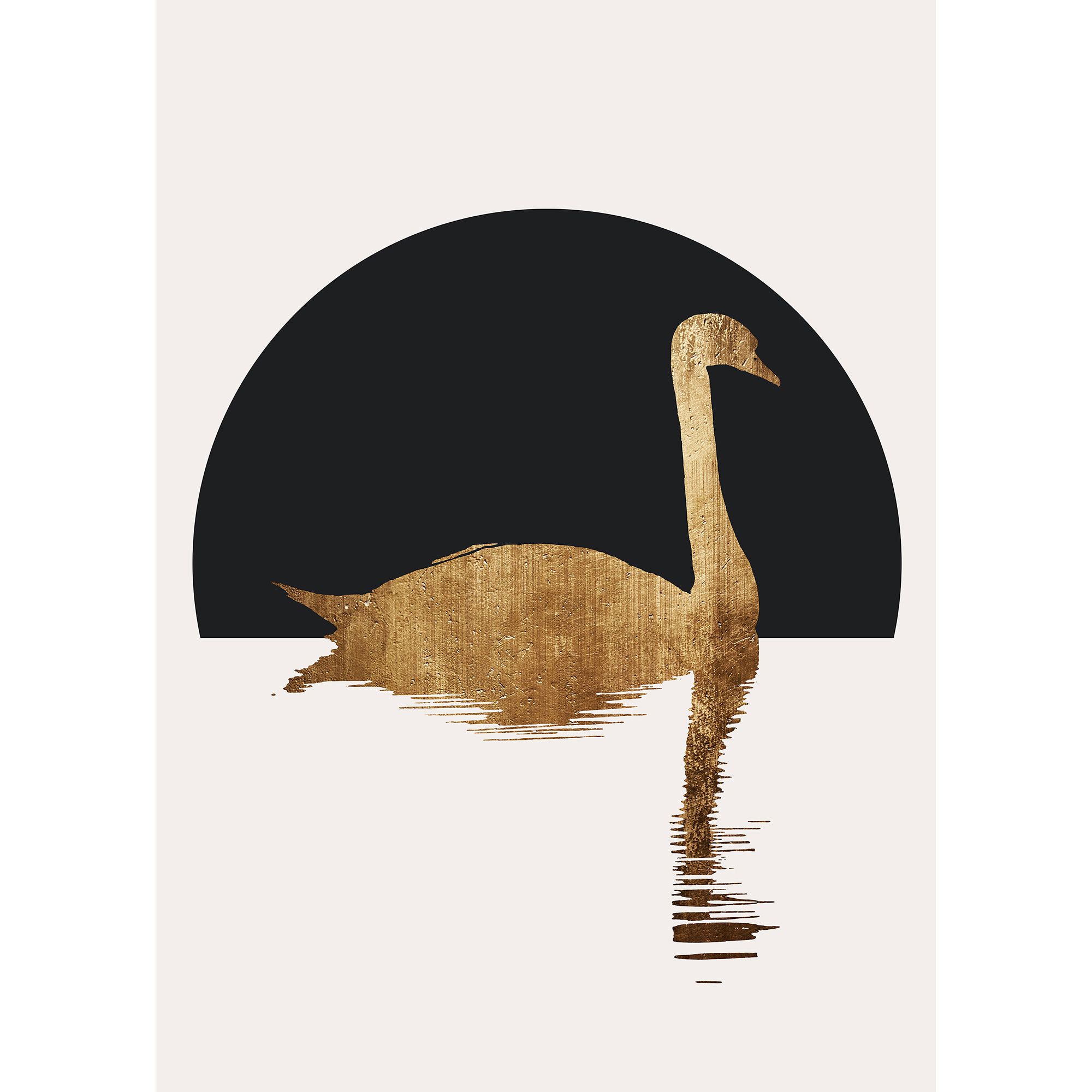 Tadessi Fototapete Vögel M1-No.61042 Digitaldruck Tapete Schwarz Gold - Tiere See