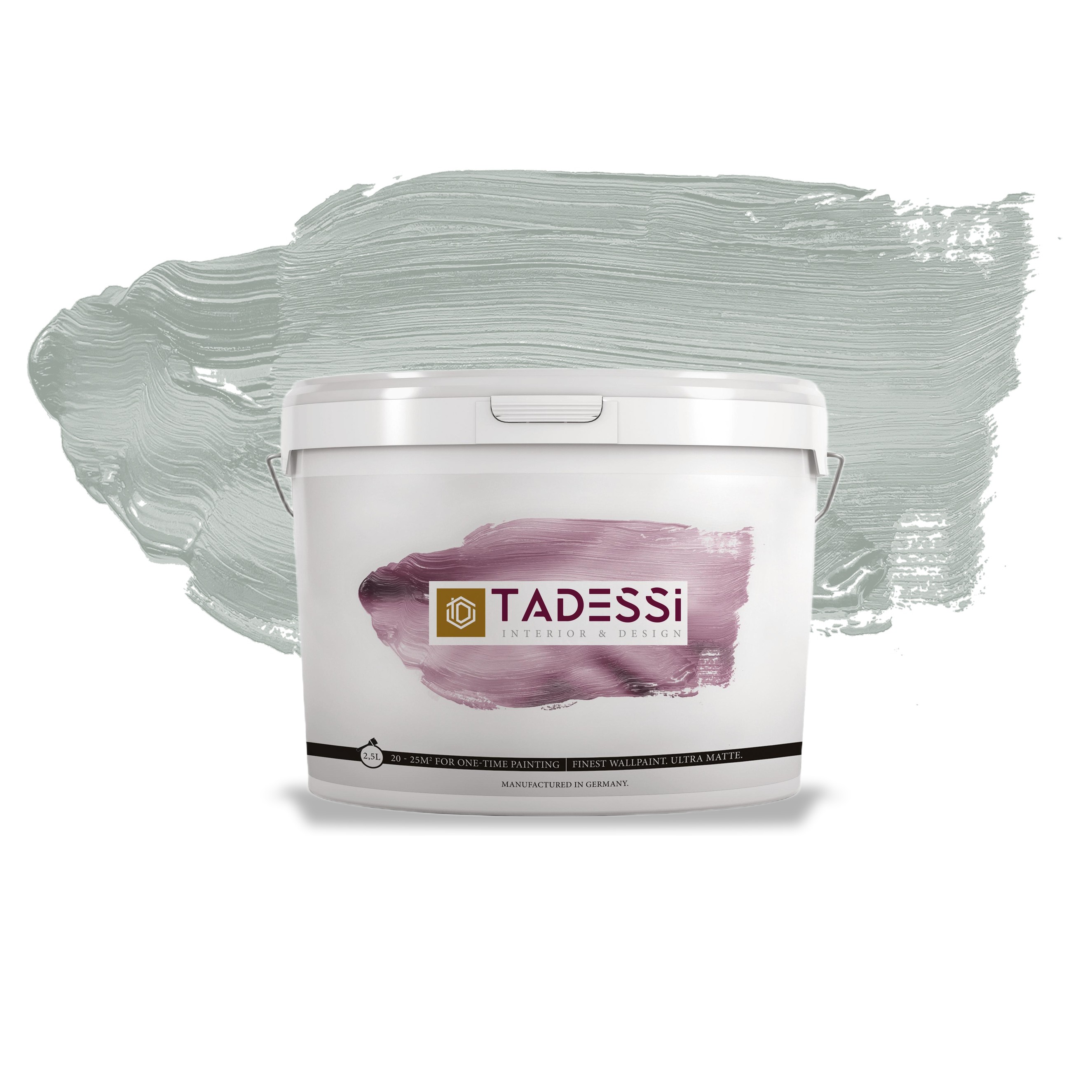 TADESSI Color Vista - Wandfarbe Pastellgrau - Sanftgrau - Matte Innenfarbe - Hochwertige Dispersion