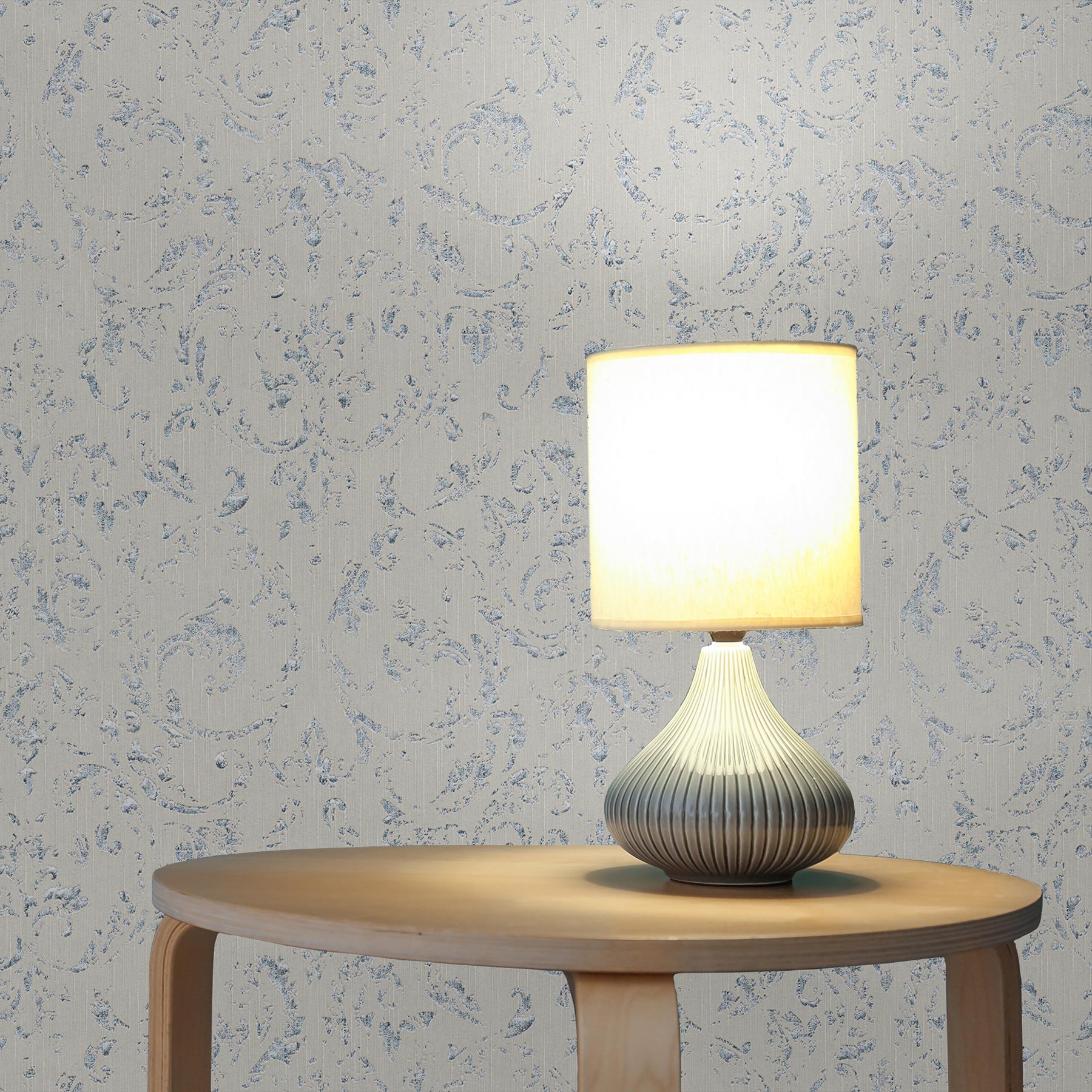 Tapete Barock Giulia M1-No.2181 | Vliestapete | Grau | Silber | Ornament | Klassik | Barocktapete