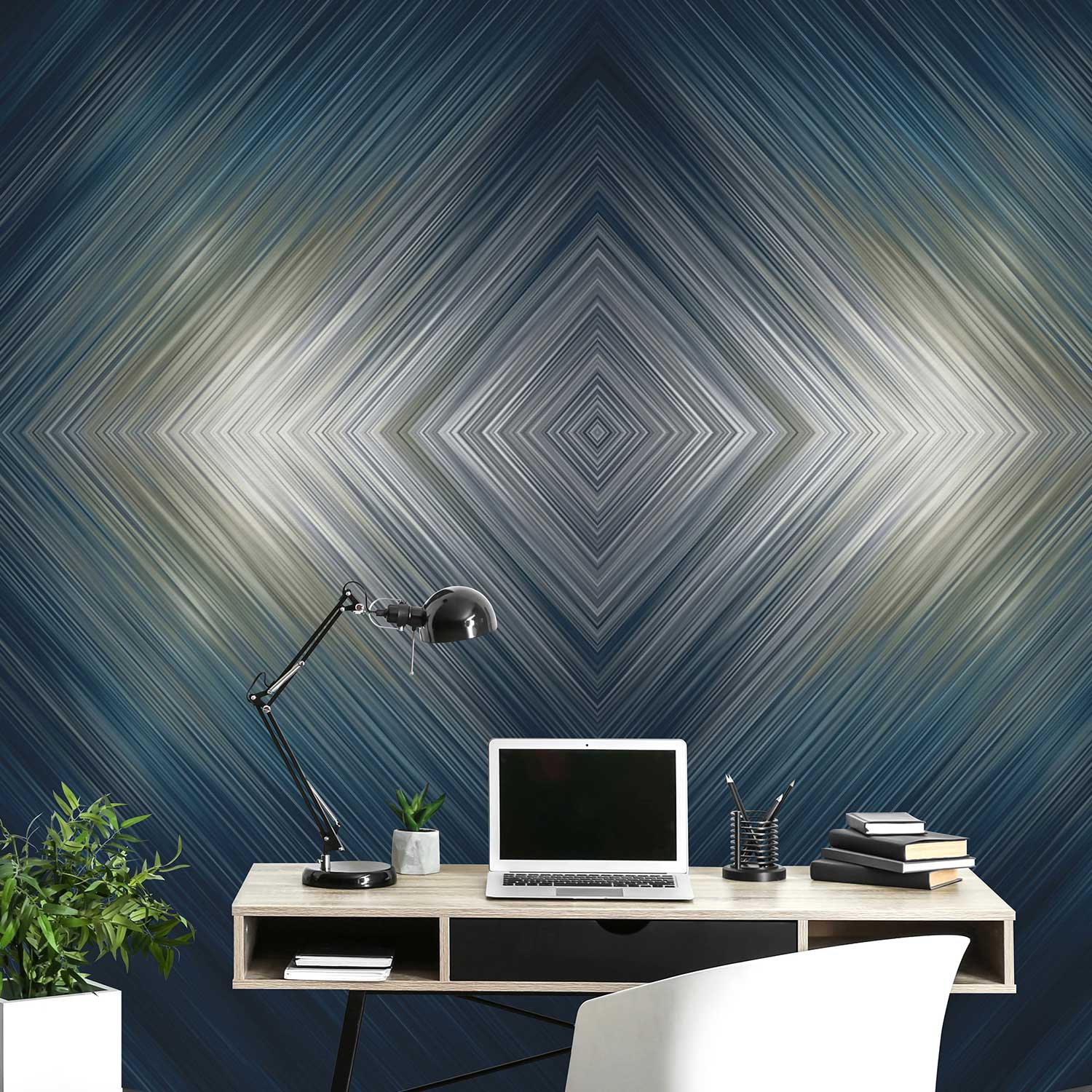 Fototapete 3D Optik M2-No.0538 | Digitaldruck | Blau | Lightning | Modern | Geometrisch