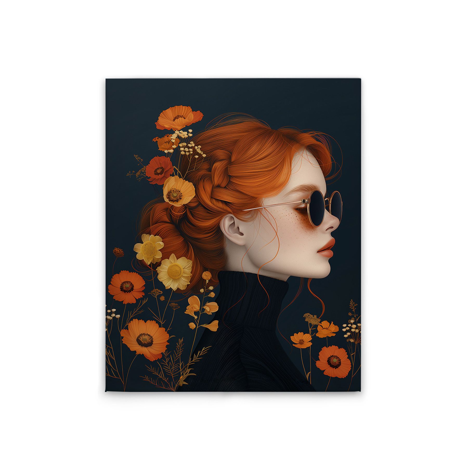 Tadessi Leinwandbild Flowergirl - 40 x 50 cm - M1-No.52265 - Keilrahmen in Orange Blau