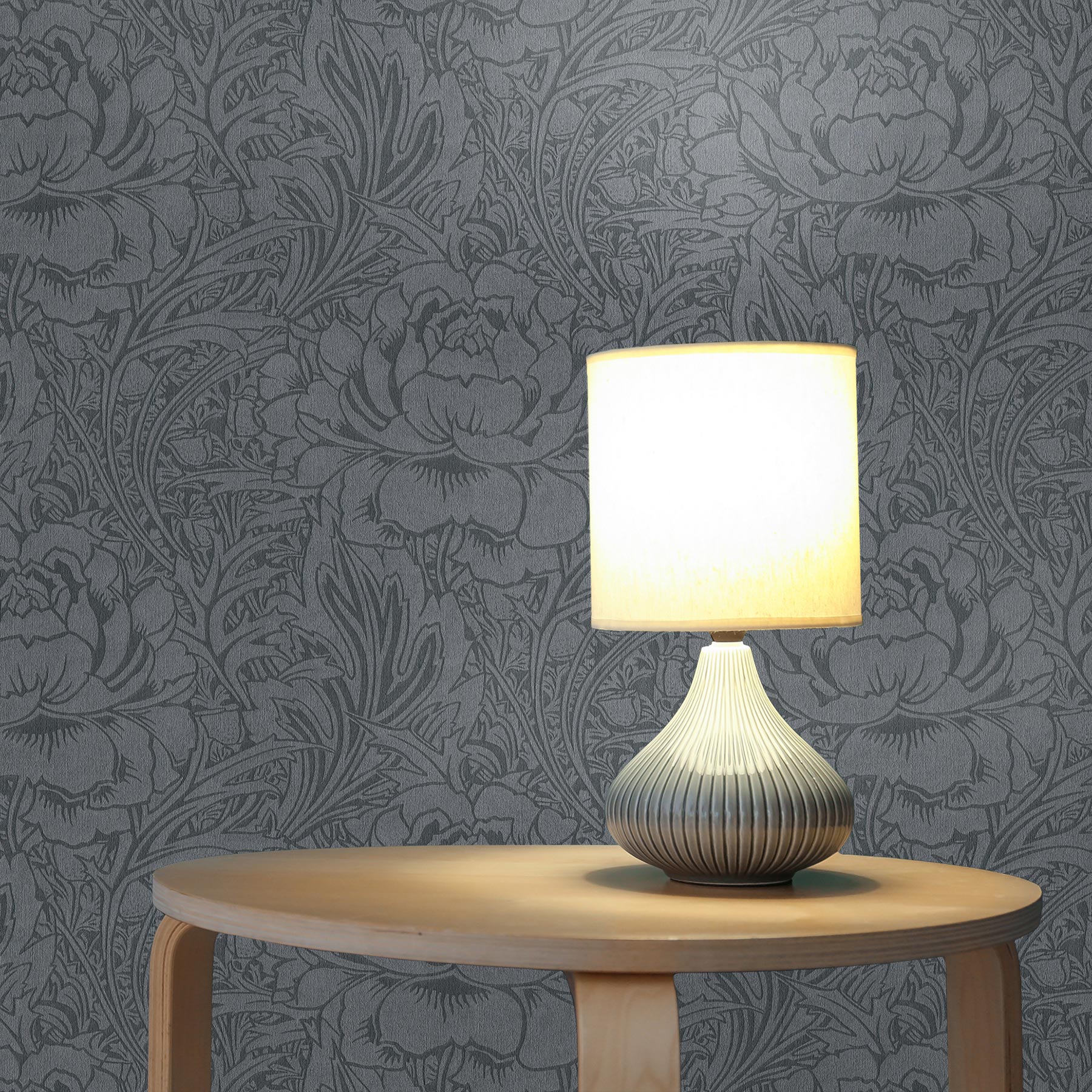 Tapete Blumen Mario M1-No.3349 | Vliestapete | Anthrazit | Grau | Floral | Natur | Vintage