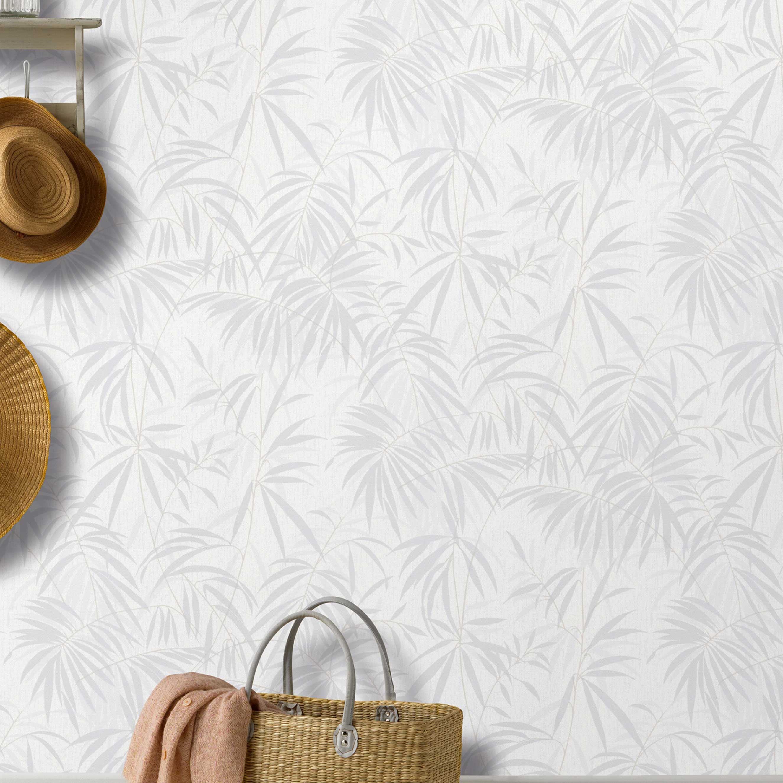 Tapete Blumen Juliano M2-No.343 | Vliestapete Blumenoptik | Grau Beige | Floral | Blätter