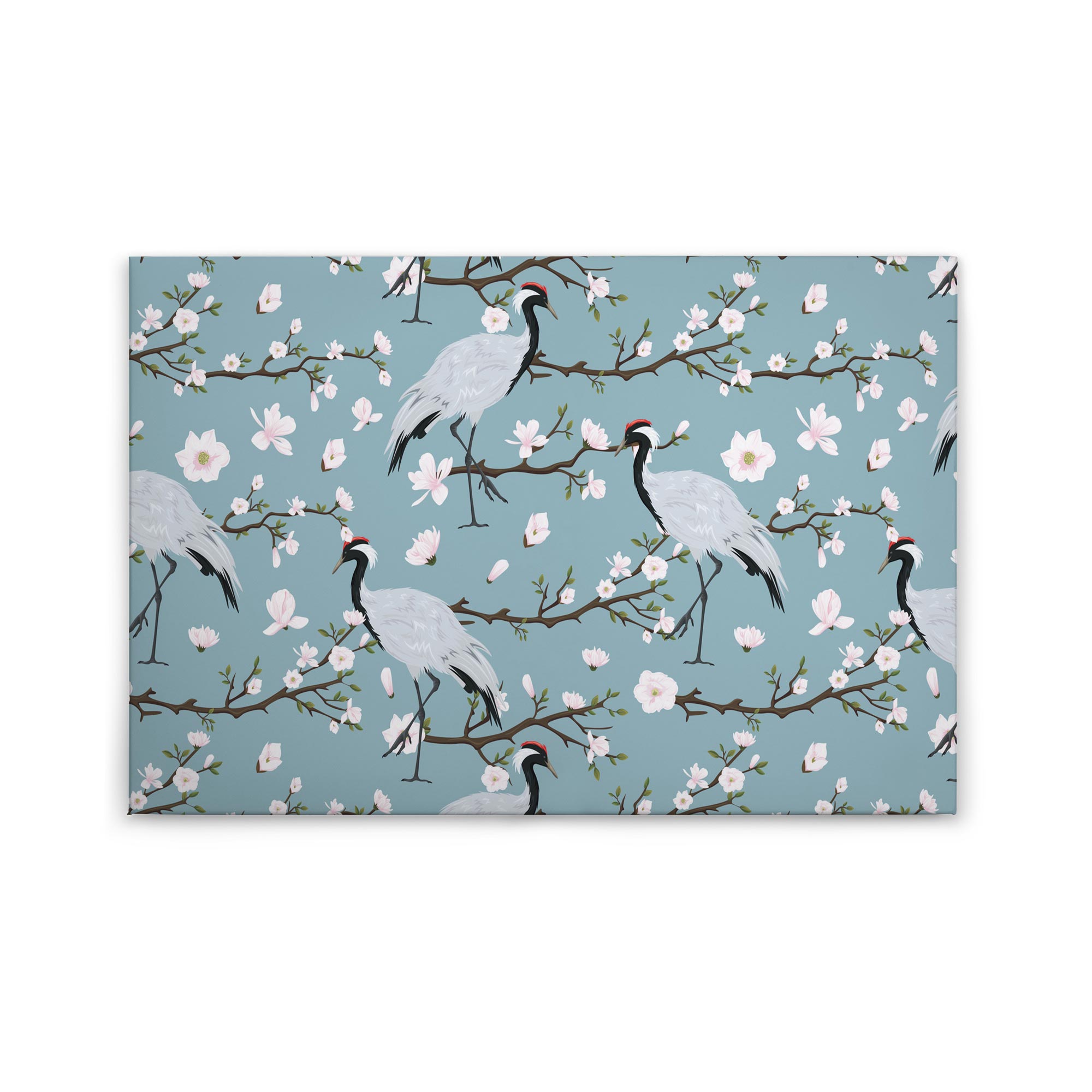 Tadessi Leinwandbild Blumen Vogel Natur - 60 x 90 cm - M1-No.50021 - Keilrahmen in Blau Weiß
