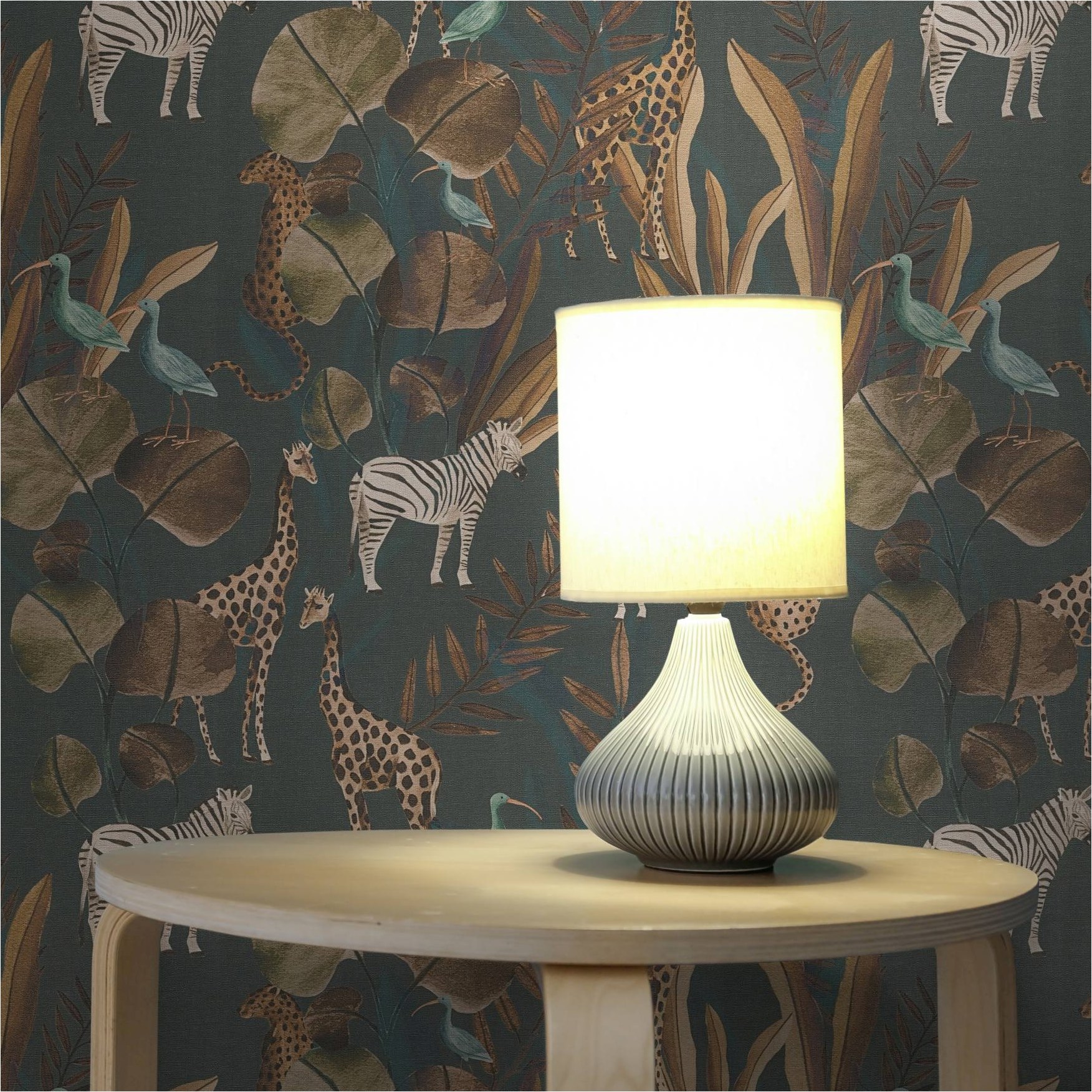 Tapete Tiertapete M1-No.12009 | Vliestapete Floral | Blau | Grün | Wohnzimmer | Schlafzimmer