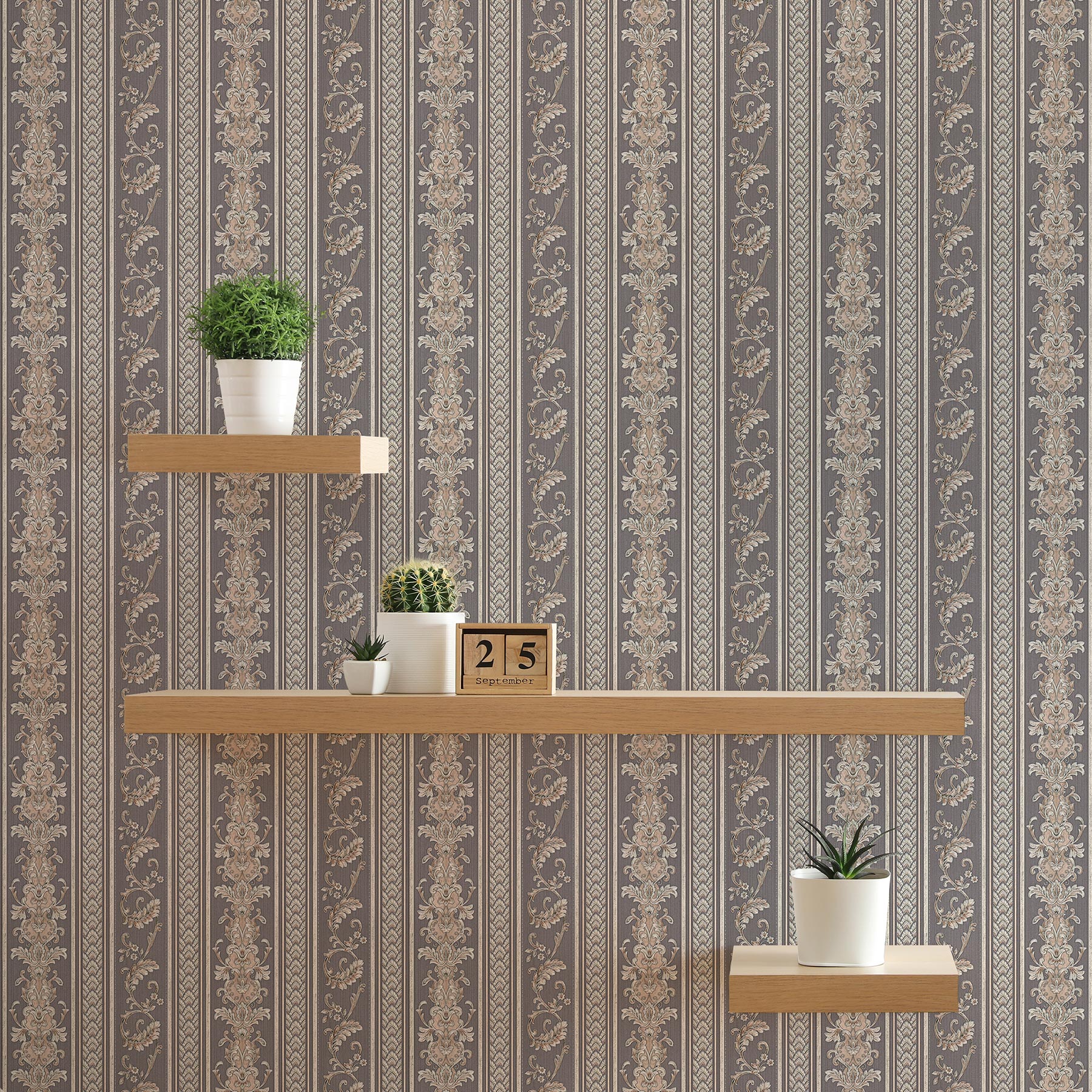 Tapete Streifen Nino M1-No.2427 | Vliestapete | Silber | Barock | Klassik | Streifentapete