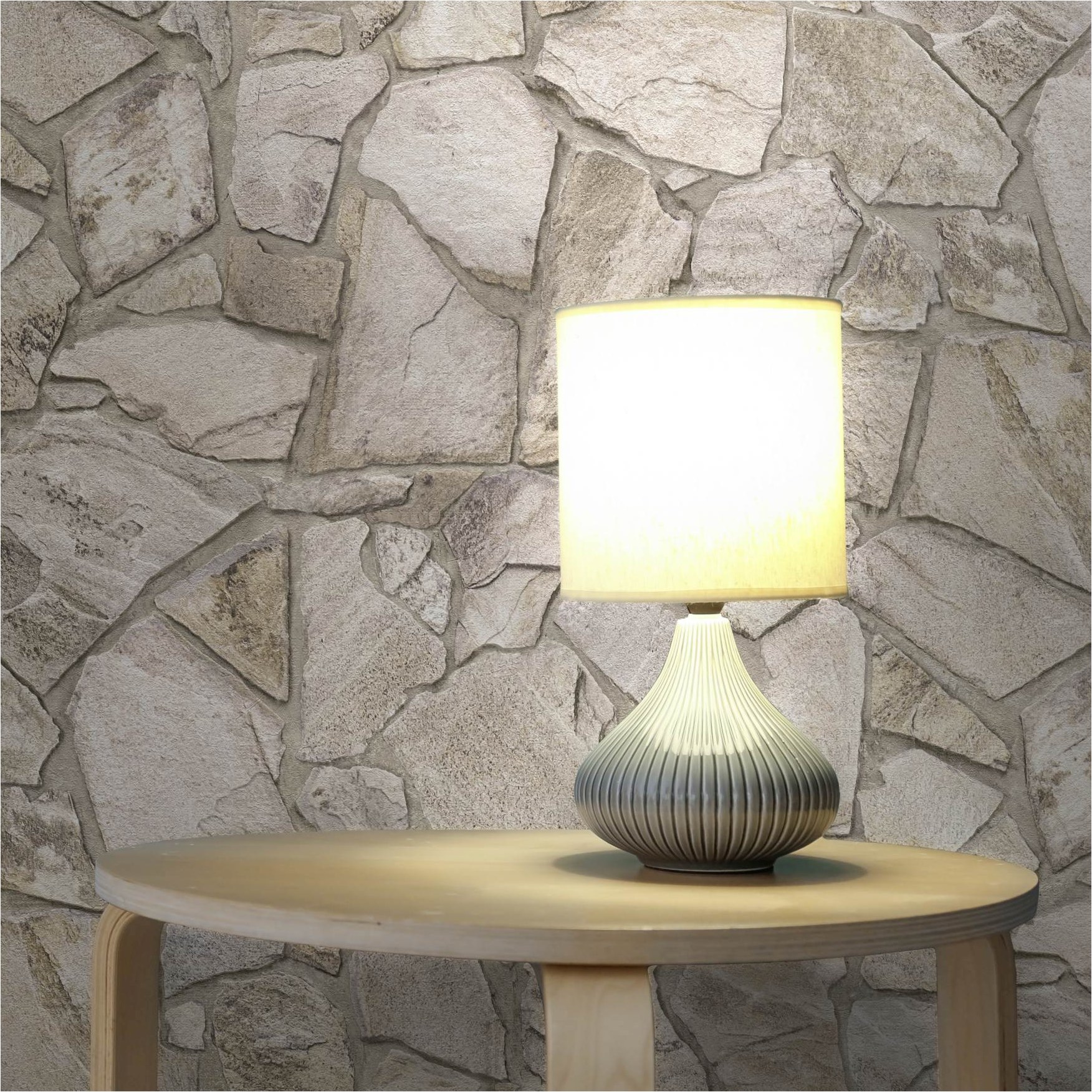 Tapete Steine M1-No.11568 | Vliestapete Stein-Optik | Beige | Grau | NaturSteine | Wohnzimmer