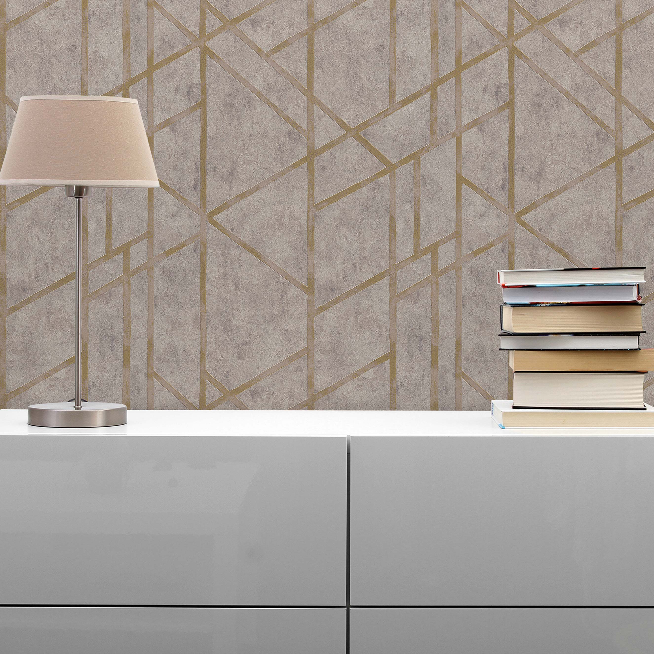 Tapete Grafik Roberto M1-No.288 | Vliestapete | Gold | Beige | Geometrische Tapete