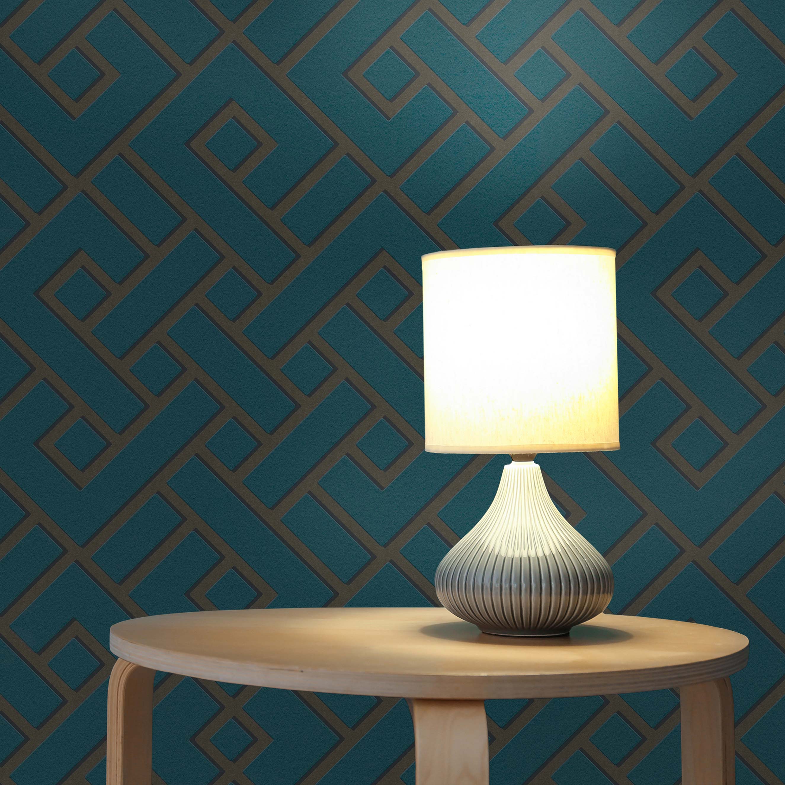 Tapete Grafik Domenico M1-No.666 | Vliestapete | Grün | Gold | geometrische Tapete
