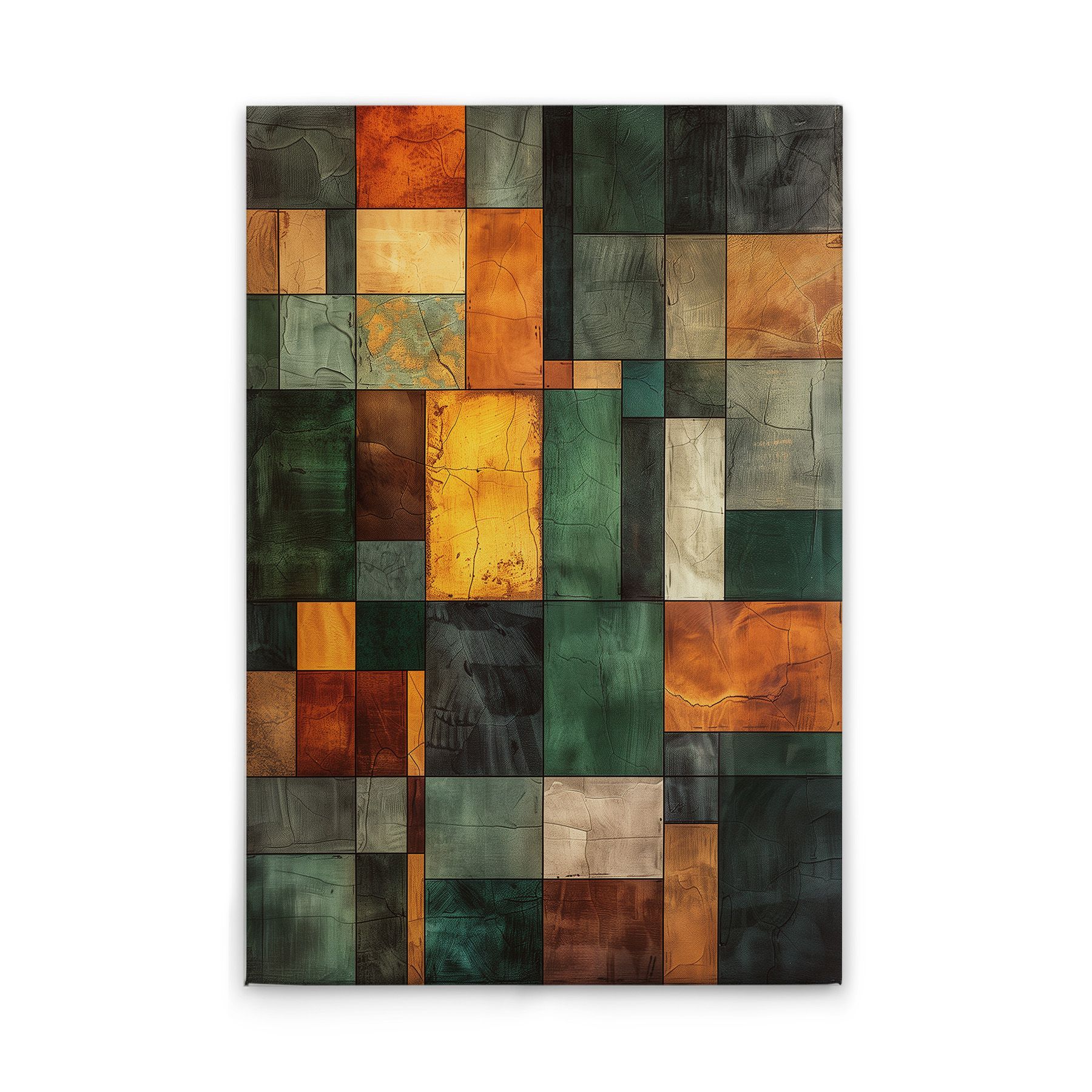 Tadessi Leinwandbild Blockkunst Schach - 30 x 45 cm - M1-No.52244 - Keilrahmen in Grün Gelb