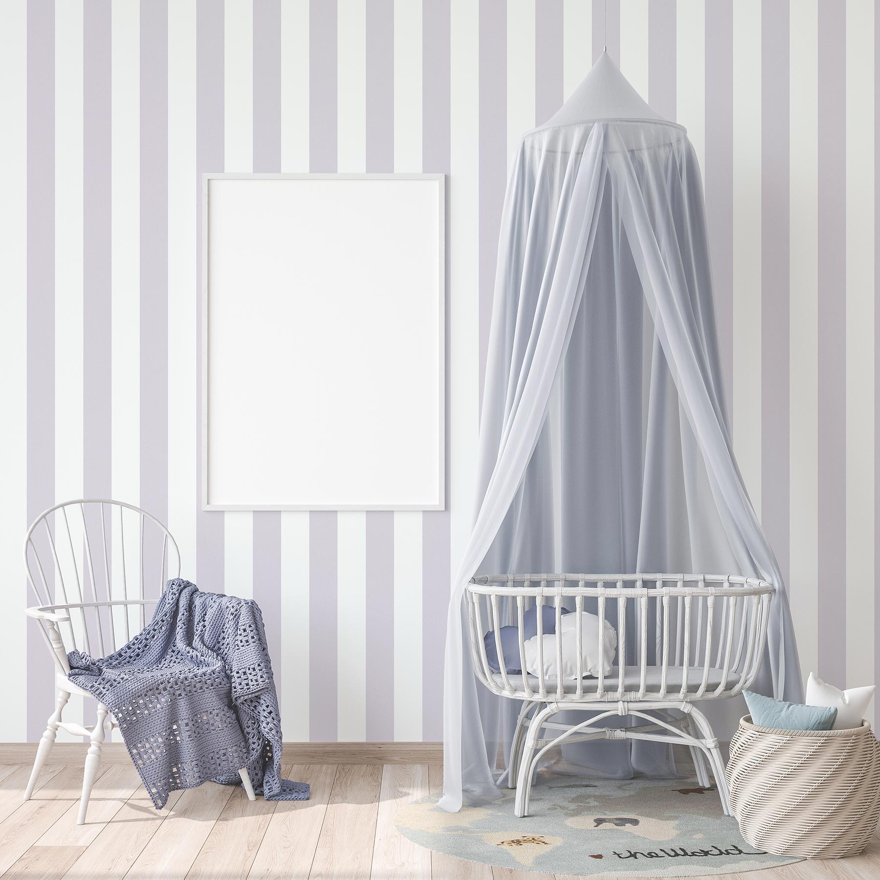 Tapete Kinderzimmer M1-No.770 Vliestapete Grau Weiß Streifentapete